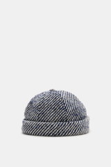 04651/ A trip in a bag Sailor Cap 'Fancy Twill' navy/offwhite meliert, Frontansicht, Mix aus Wolle und hochwertiger Microfaser, materialtypischer Griff, klassisches Six-Panel-Design, verstellbarer Verschluss.