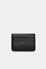 Ami Paris Card holder black shown from a top-down perspective, made of fine smooth leather with five card slots and an embossed logo. Stylish everyday accessory: This card holder by AMI PARIS impresses with timeless design and elegantly and securely store