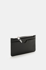 Alt tag (125 characters max):  
Ami Paris Card holder black in finely grained calf leather, front view showing zipper, card slots, and logo detail.

Additional description:  
<p>Stylish everyday accessory: This card holder from AMI PARIS impresses with ti