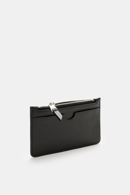 Alt tag (125 characters max):  
Ami Paris Card holder black in finely grained calf leather, front view showing zipper, card slots, and logo detail.

Additional description:  
<p>Stylish everyday accessory: This card holder from AMI PARIS impresses with ti
