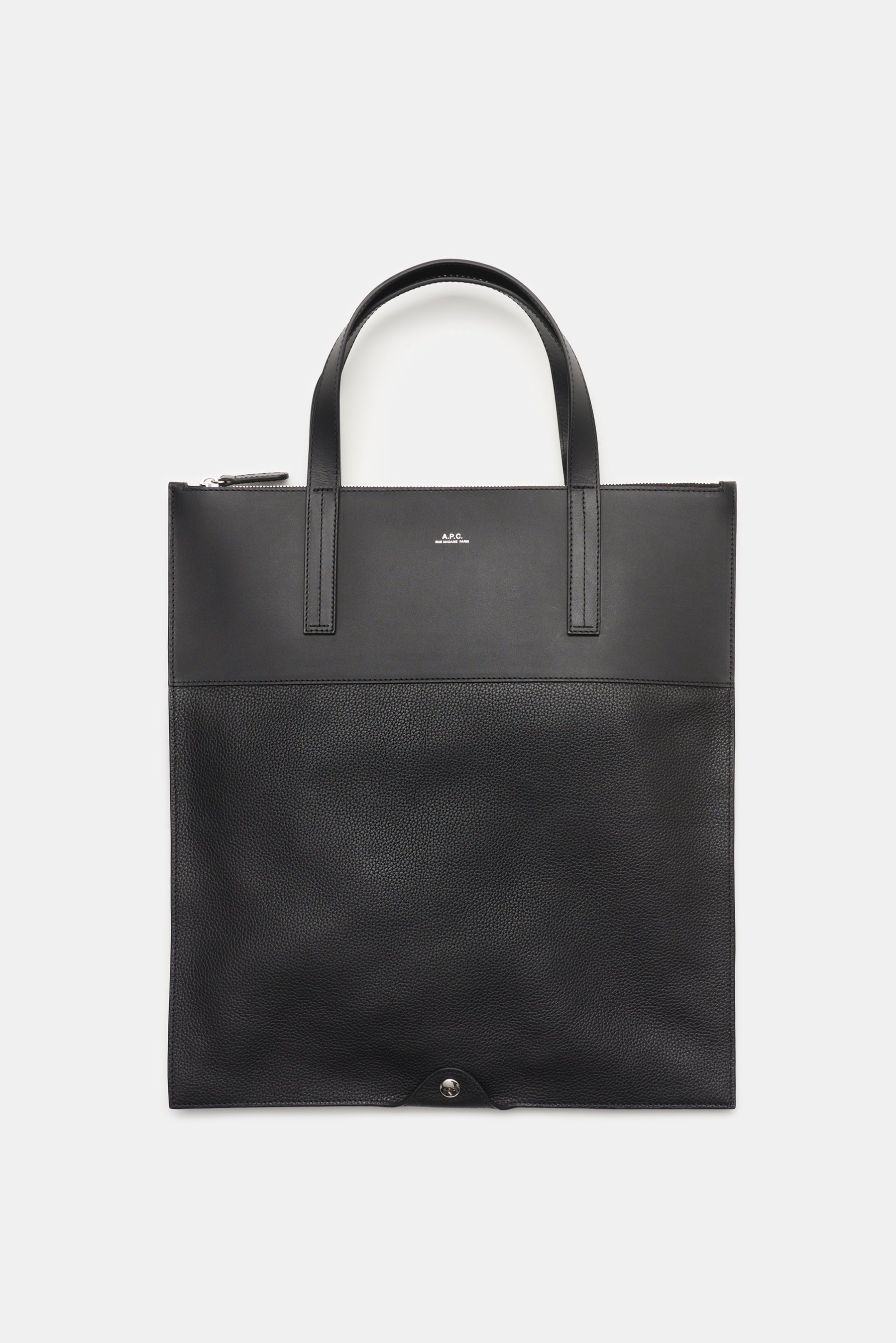 A.P.C. Leder Tote Bag 'Charles' schwarz