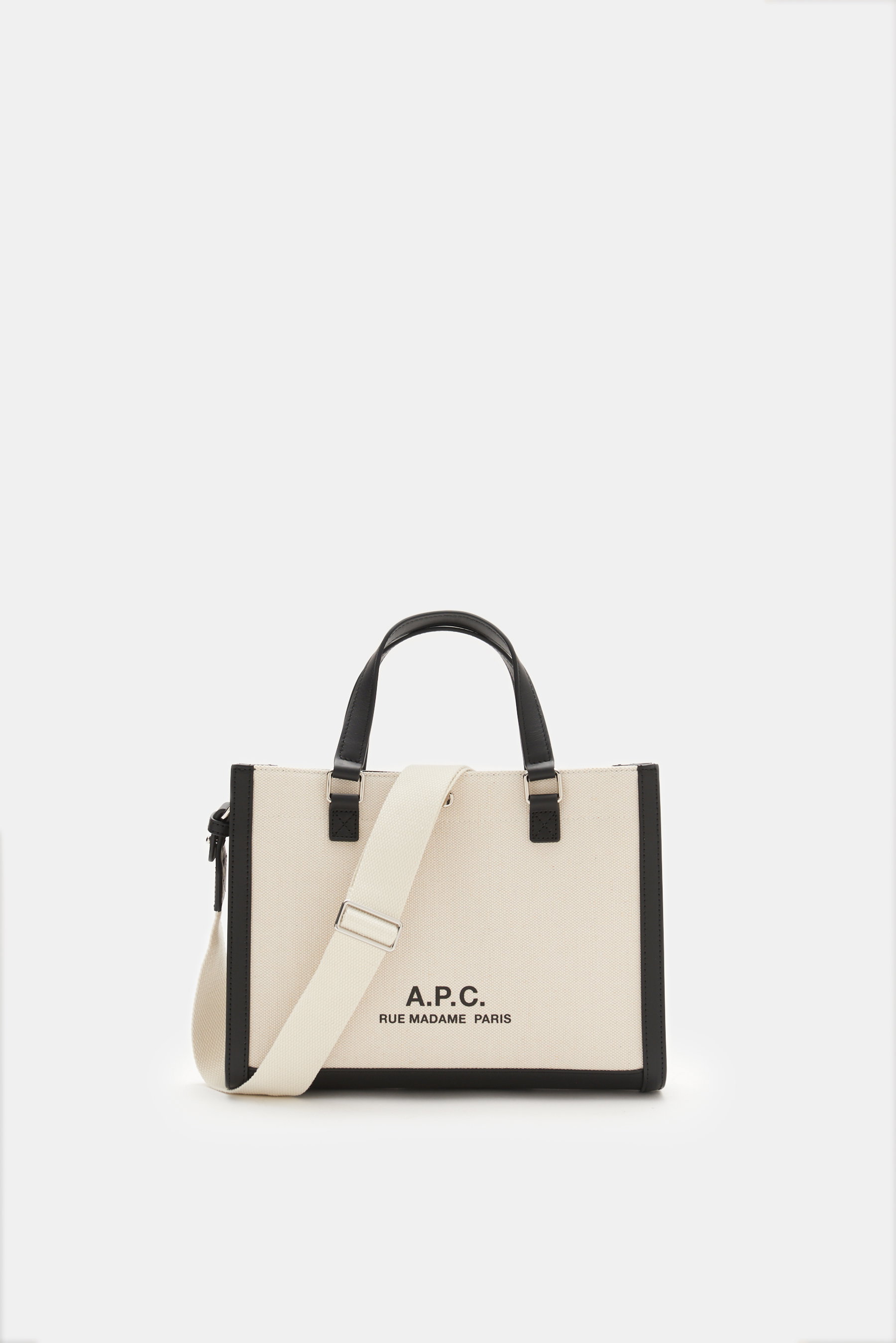 A.P.C. Canvas Mini-Shopper 'Camille' creme/schwarz