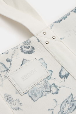 Erdem Denim Tote Bag weiß/graublau gemustert