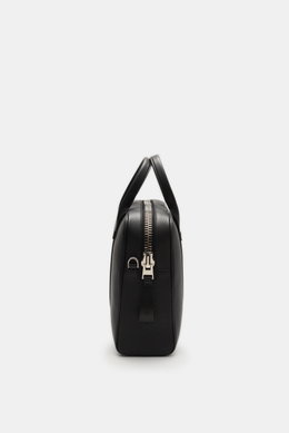 Alt tag (125 characters):  
Side view of Tom Ford Briefcase black/silver showing grained calfskin, silver XXL hardware, and smooth leather handles.

Description:  
<p>Simple design with distinctive leather and XXL hardware make this elegant briefcase a lu