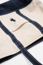 Polo Ralph Lauren Shopper creme/navy aus Canvas-Baumwolle, Detailansicht von oben mit Außentasche, Stick-Logo, Textil-Tragegriffen, Maße ca. 57x34x19 cm.