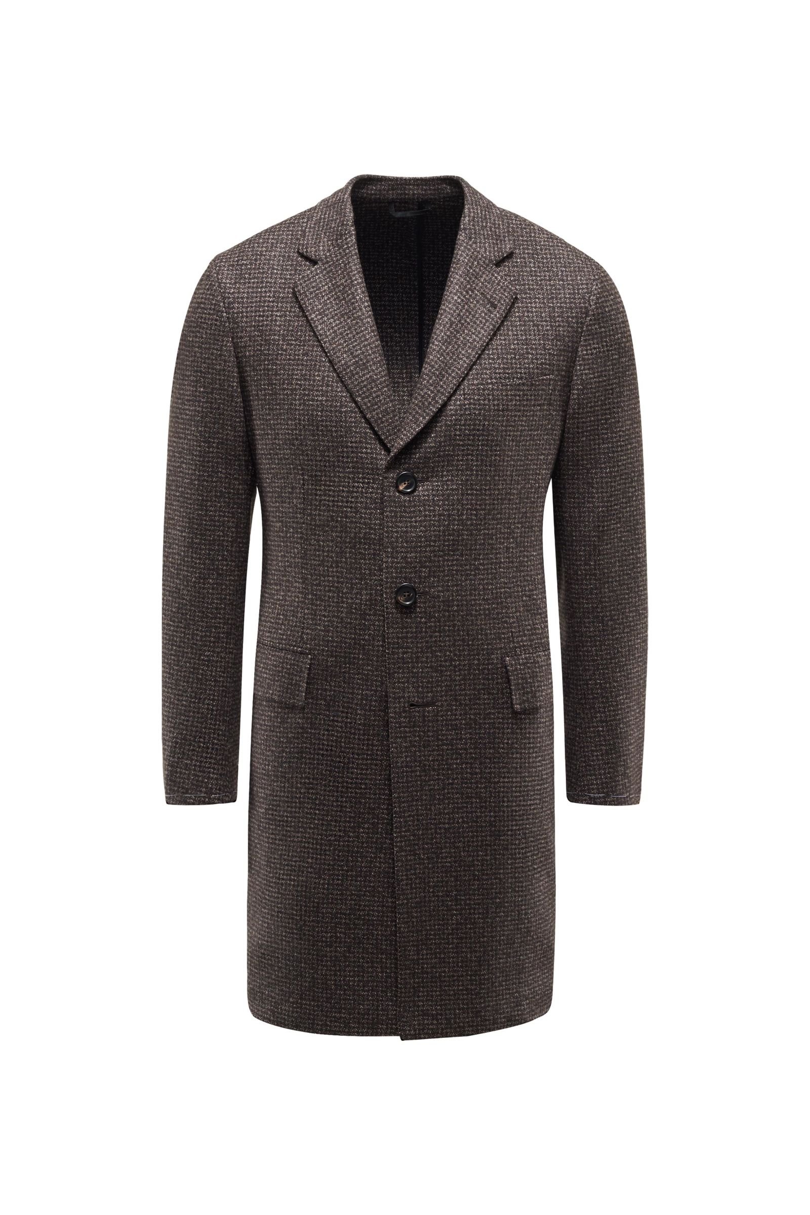 Cashmere coat 'Plume' dark brown checked