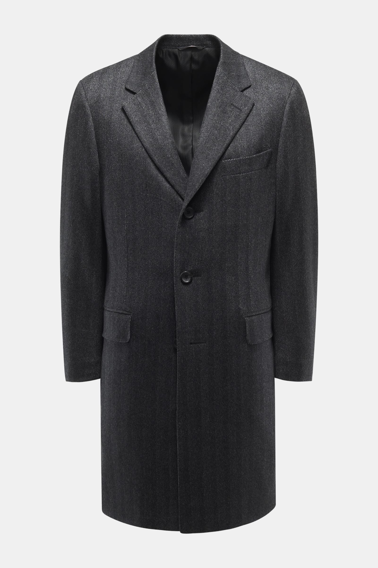 Cashmere coat anthracite patterned