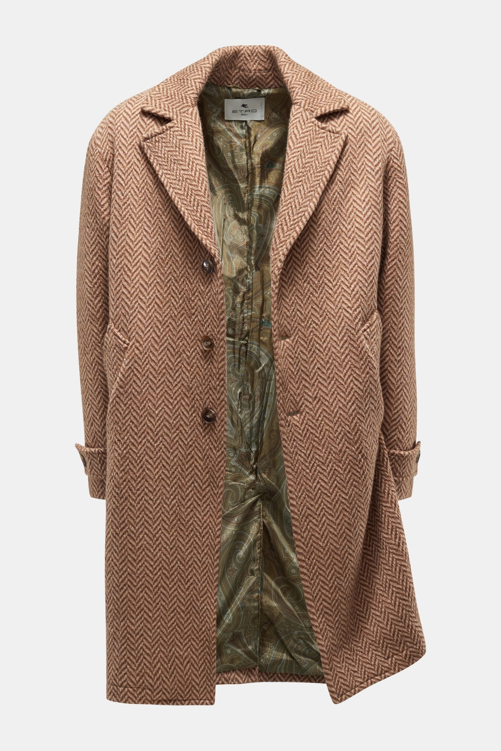 Wool coat light brown/brown patterned