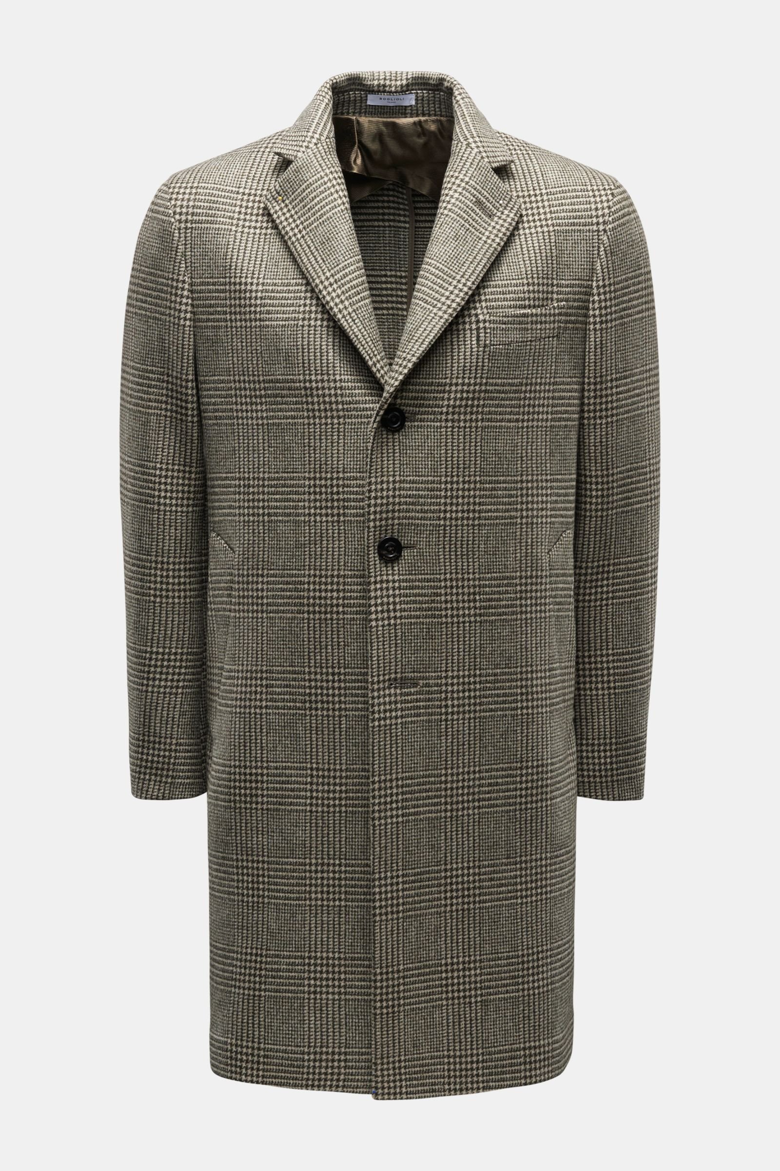 Coat olive/beige checked