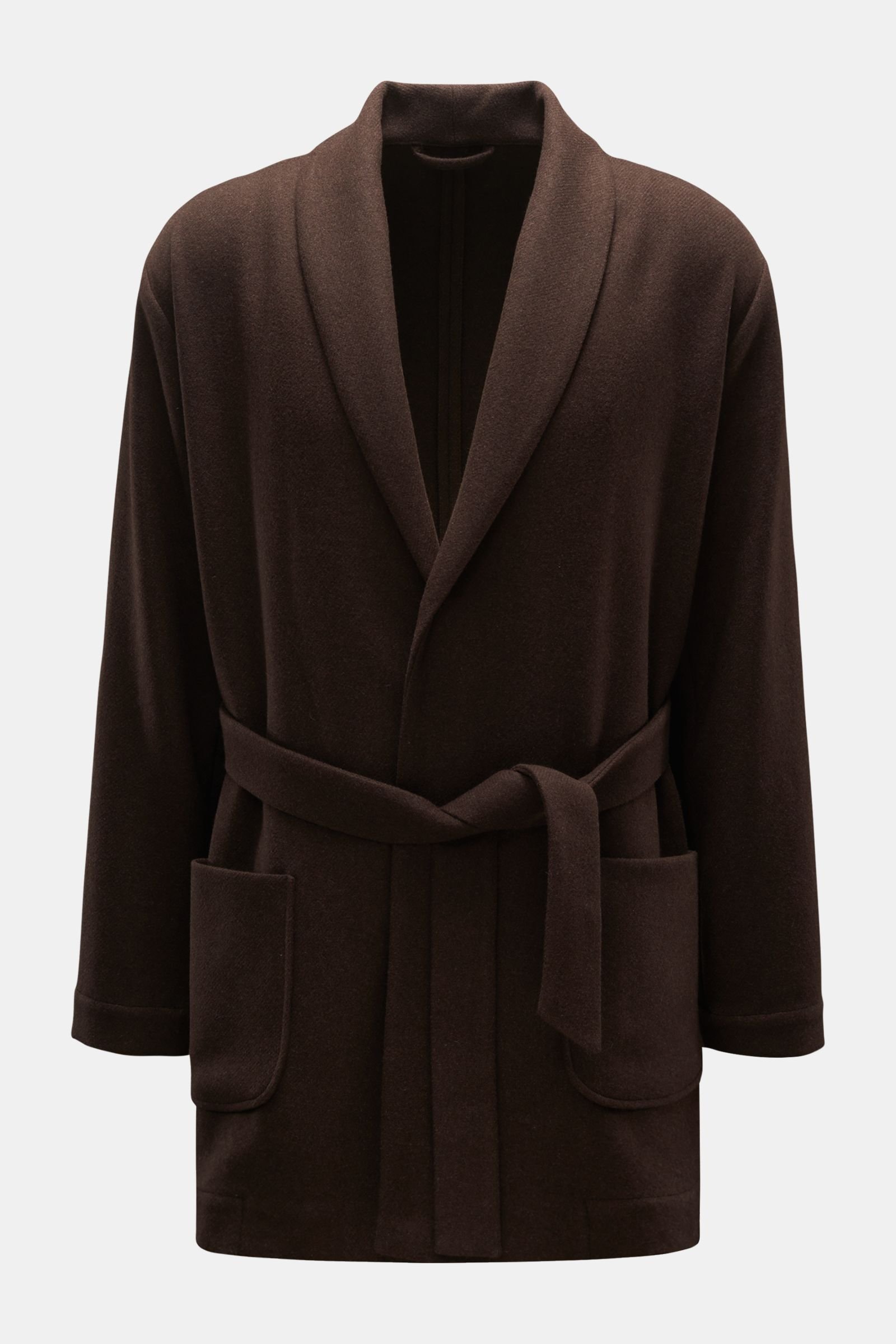 Wool short coat 'Cardigan Coat' dark brown