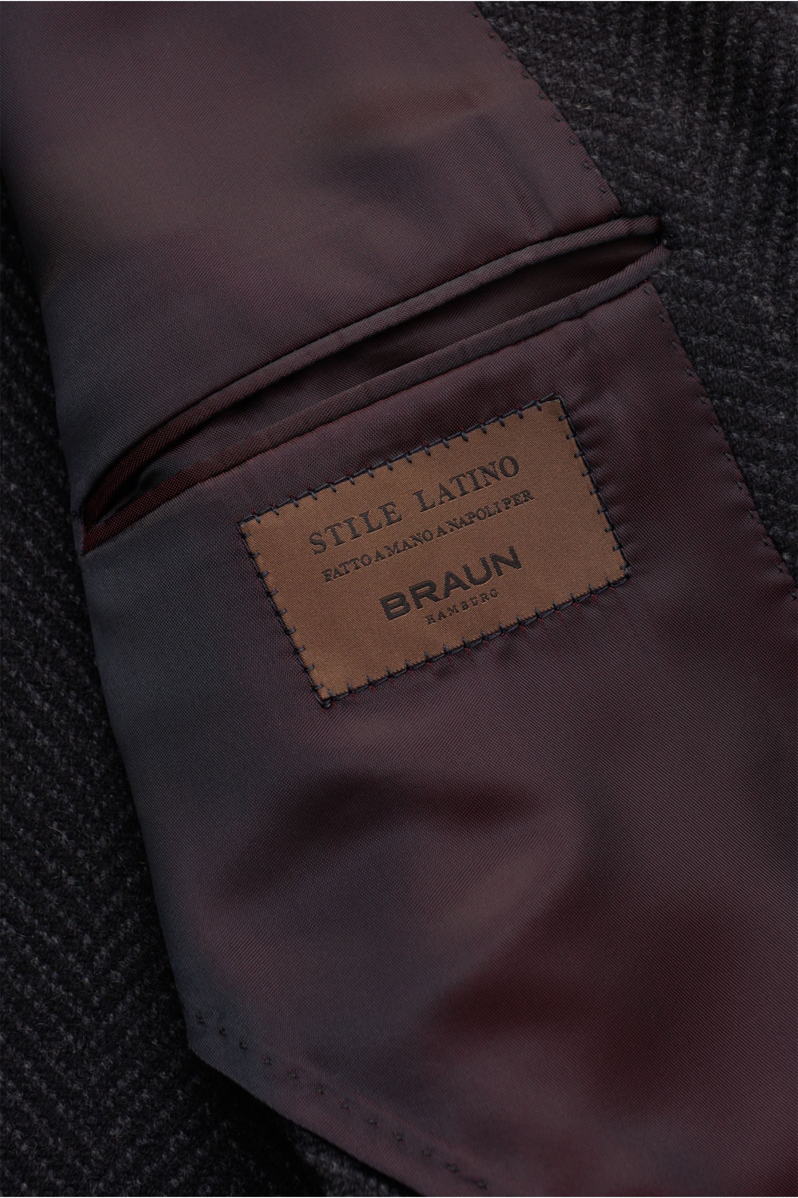 Stile Latino Cashmere coat 'Cuenea' dark grey/black striped