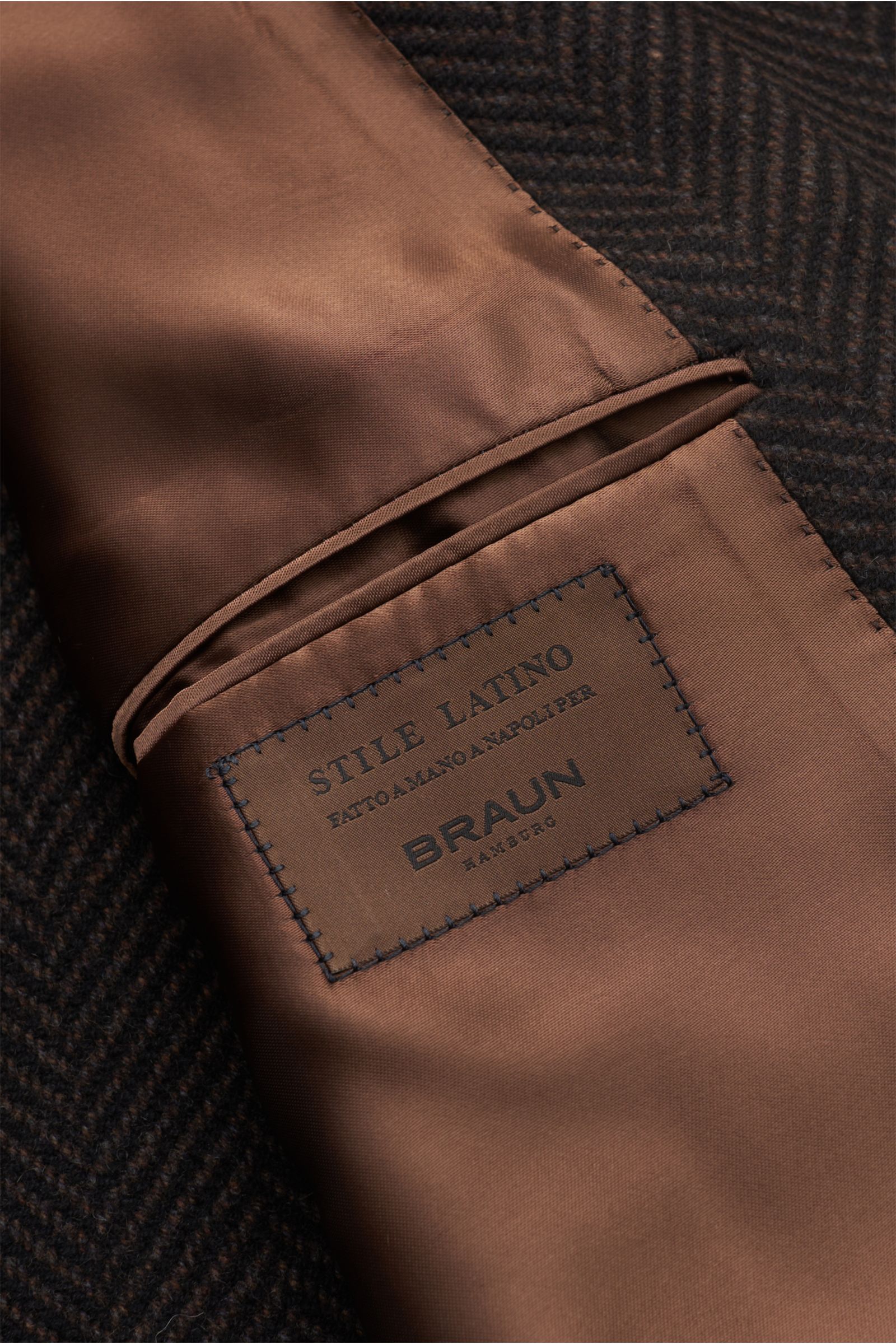 Stile Latino Cashmere Mantel 'Cuenea' braun/schwarz gemustert