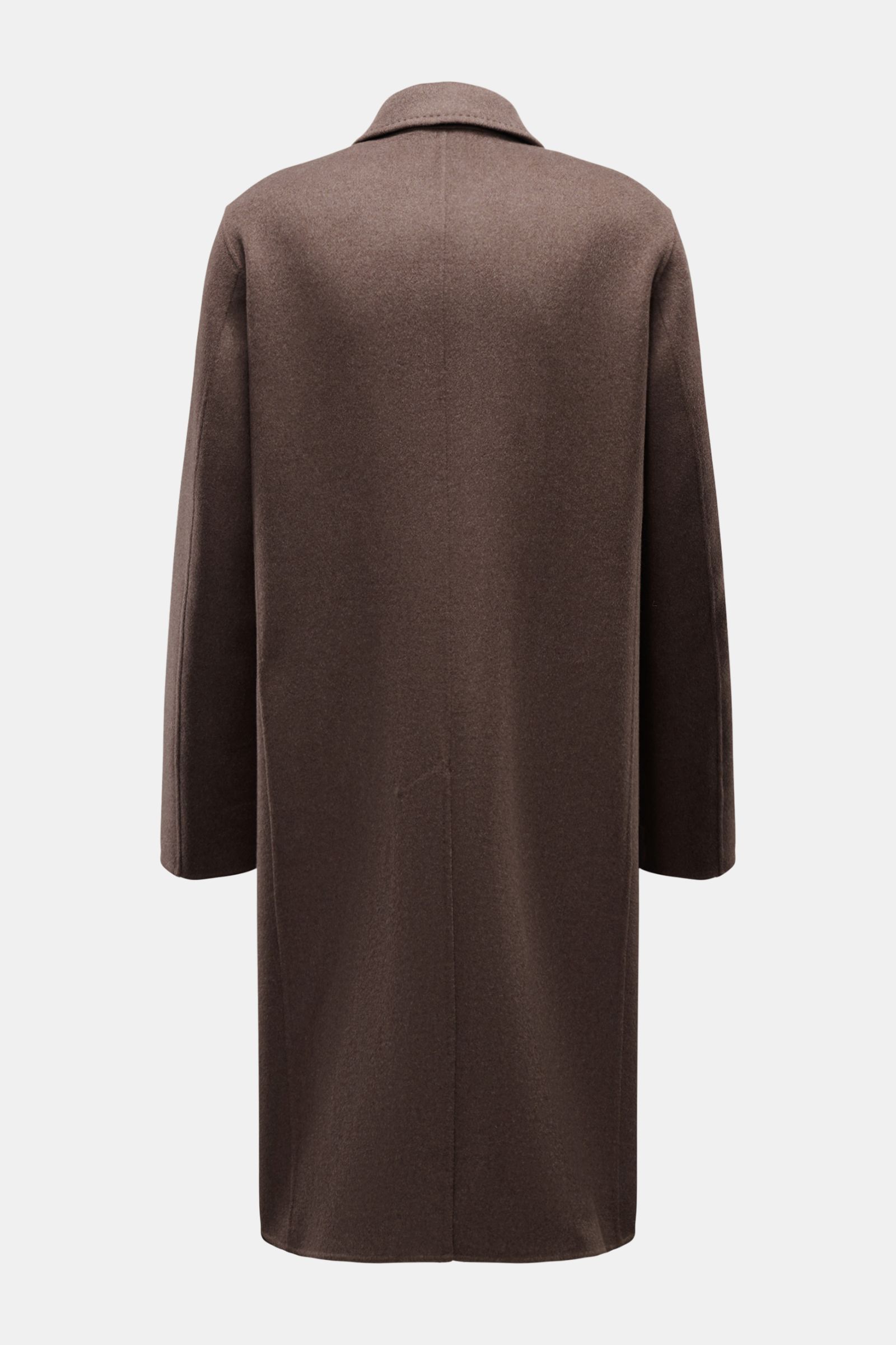 Brown Windsor Mantel 'Centro' navy coat shown from the back, mix of wool, microfiber, cashmere, very soft grip, slim fit, three-button placket, notch collar, classic chest pocket, slanted welt pockets, kissing buttons, center back vent, half-lined, two in