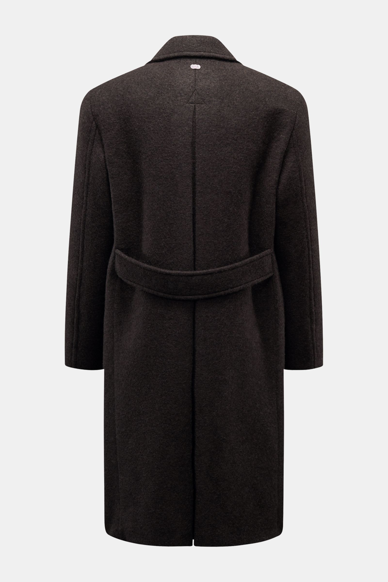 Agnona Cashmere Mantel anthrazit shown from the back, clean design with a belt detail, twill pure cashmere and soft feel, lightweight microfaser padding.

Der cleane Cashmere-Mantel von AGNONA überzeugt mit puristischer Eleganz und einer leichten Micro