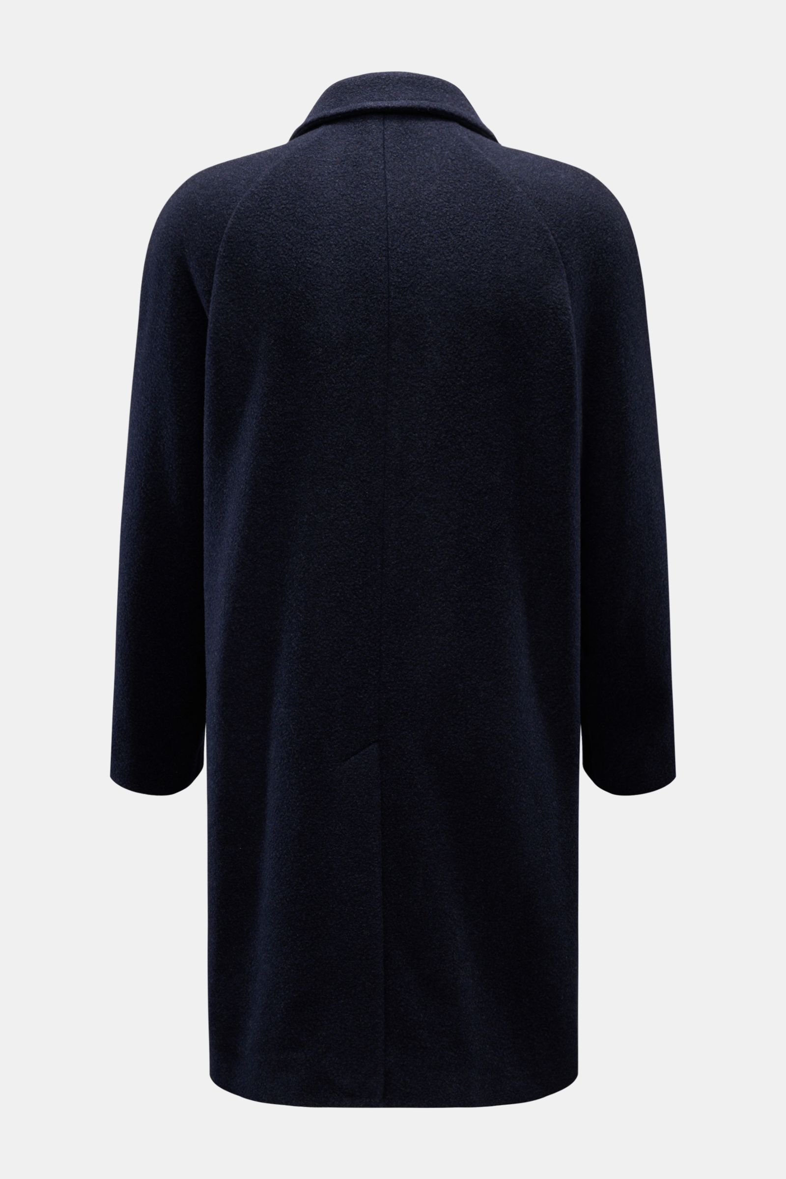 Circolo 1901 Mantel navy, Rückansicht, Wollmantel mit Umlegekragen, Regular Fit, Raglanärmeln und Rückenmittelschlitz, aus Schurwolle und Cashmere.