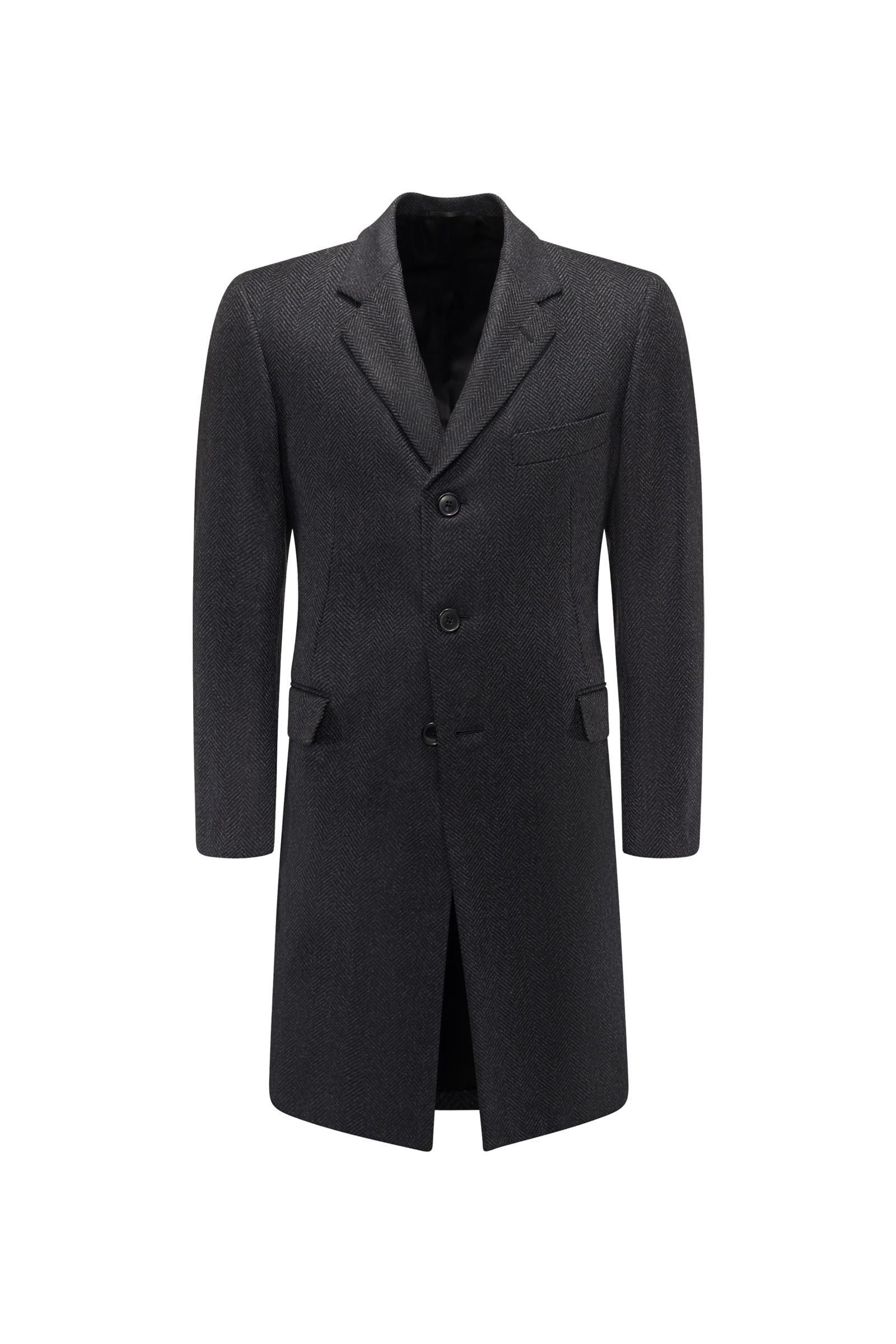 Cashmere coat anthracite patterned