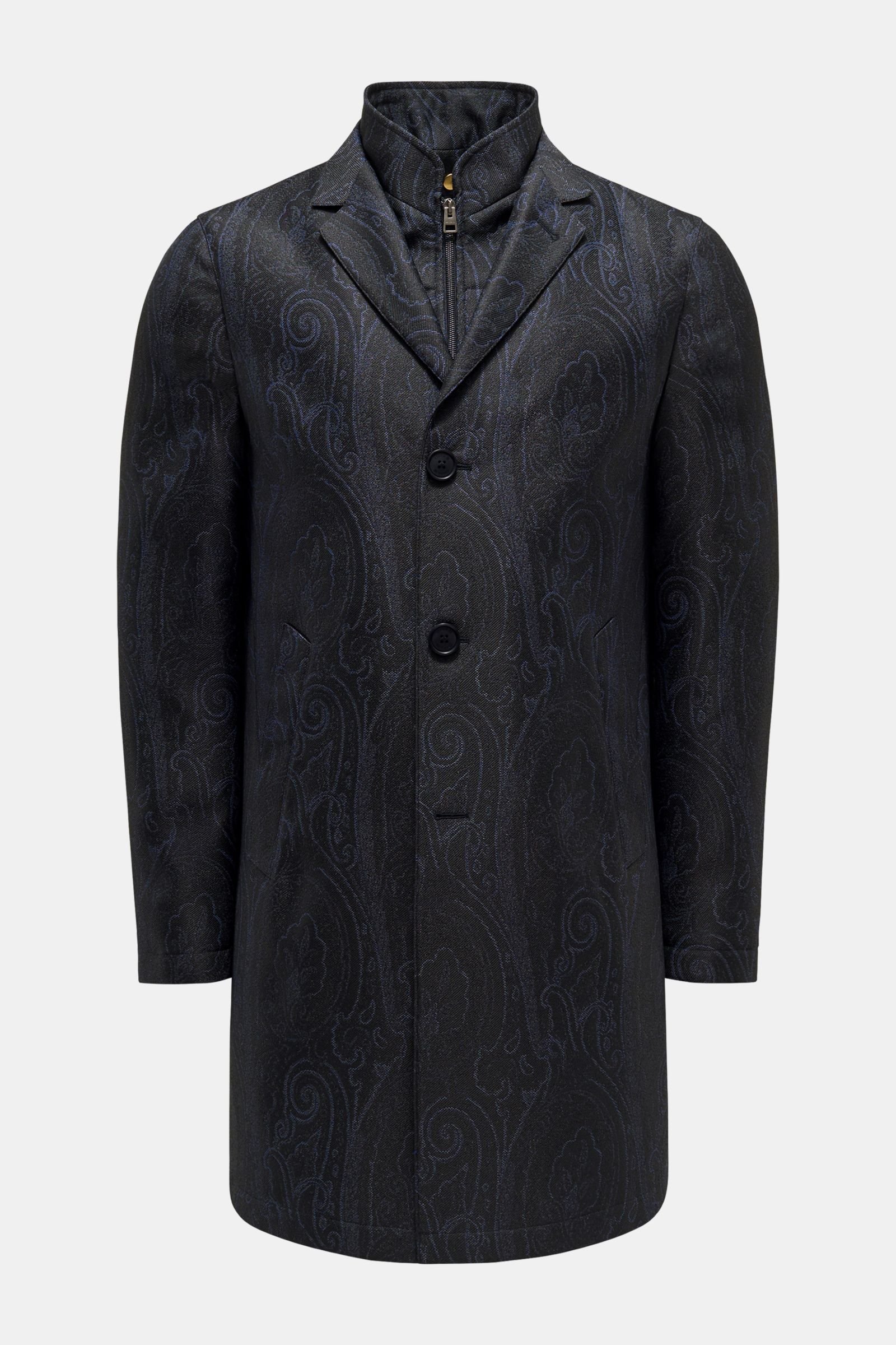 Coat dark navy patterned