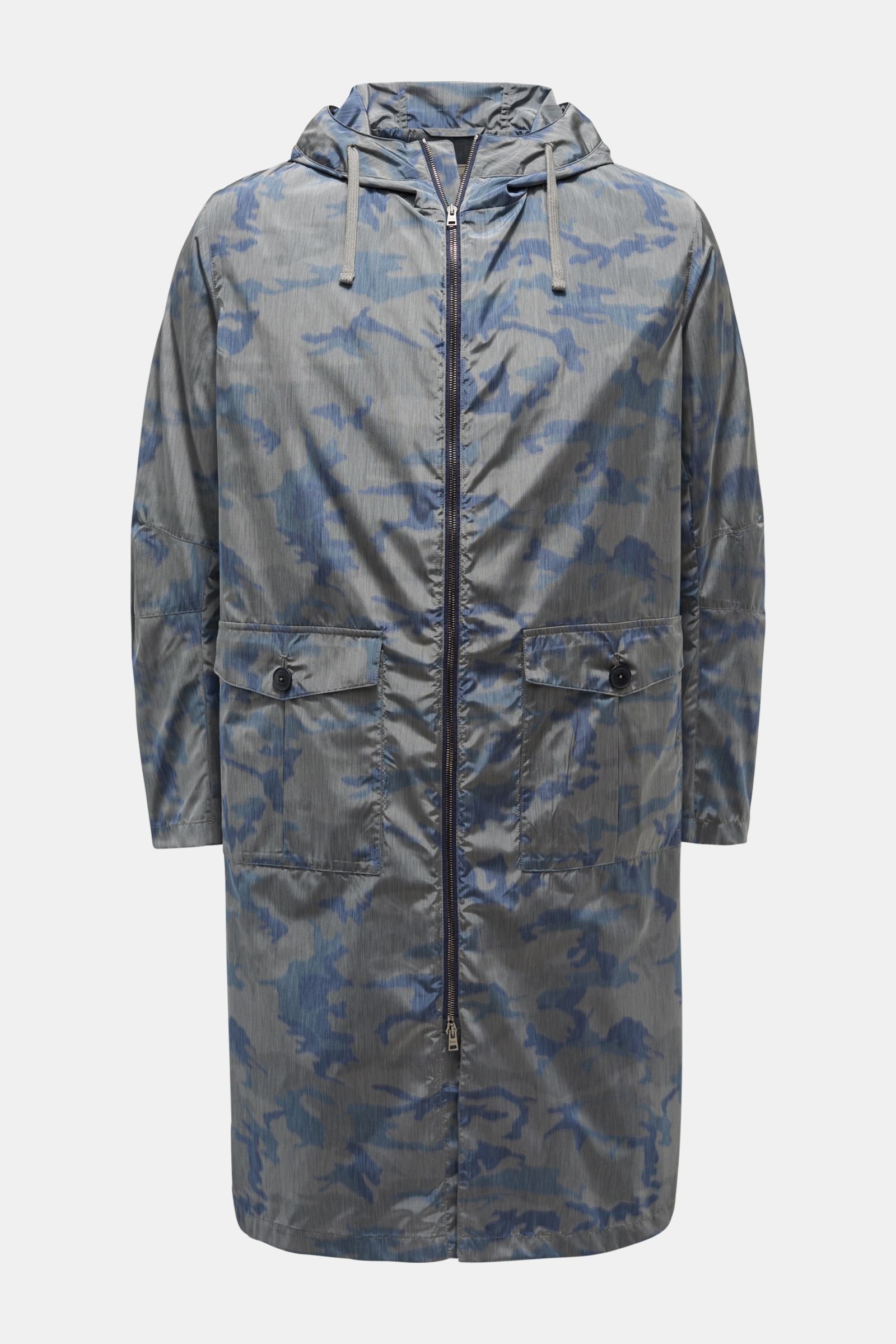 Coat grey-blue/dark blue patterned