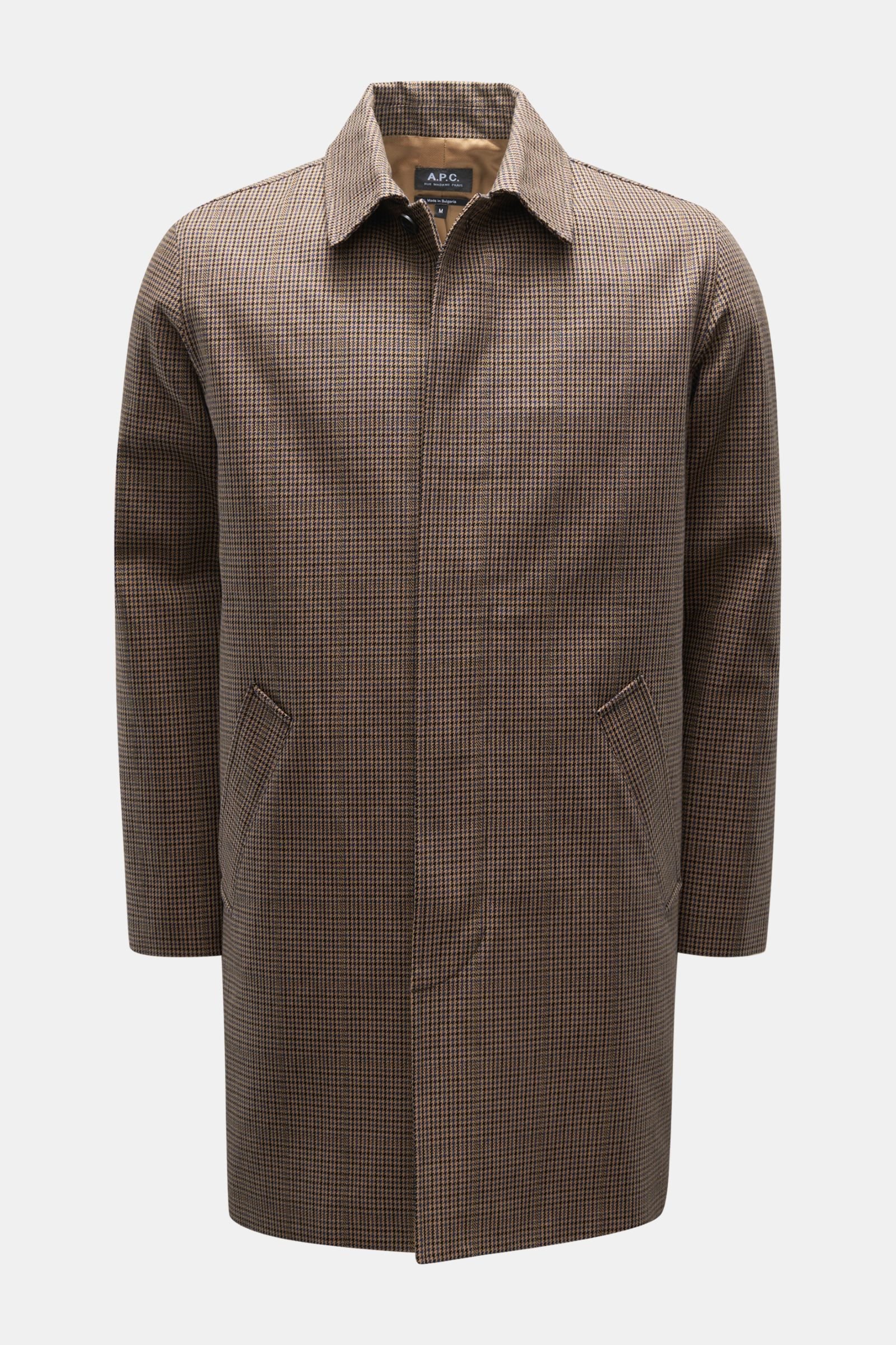 Coat 'Emilien' light brown/grey-blue checked