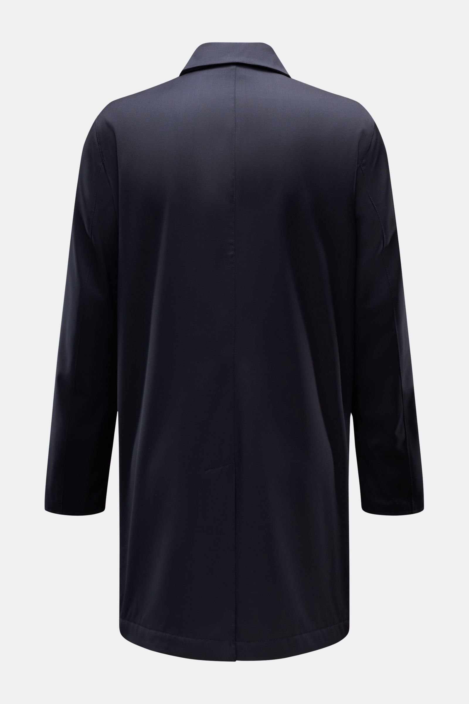 Mandelli Wende-Kurzmantel navy, Rückansicht, Slim Fit, reine Wolle, Umlegekragen, Rückenmittelschlitz, paspelierte Taschen, weich, wendbar.
