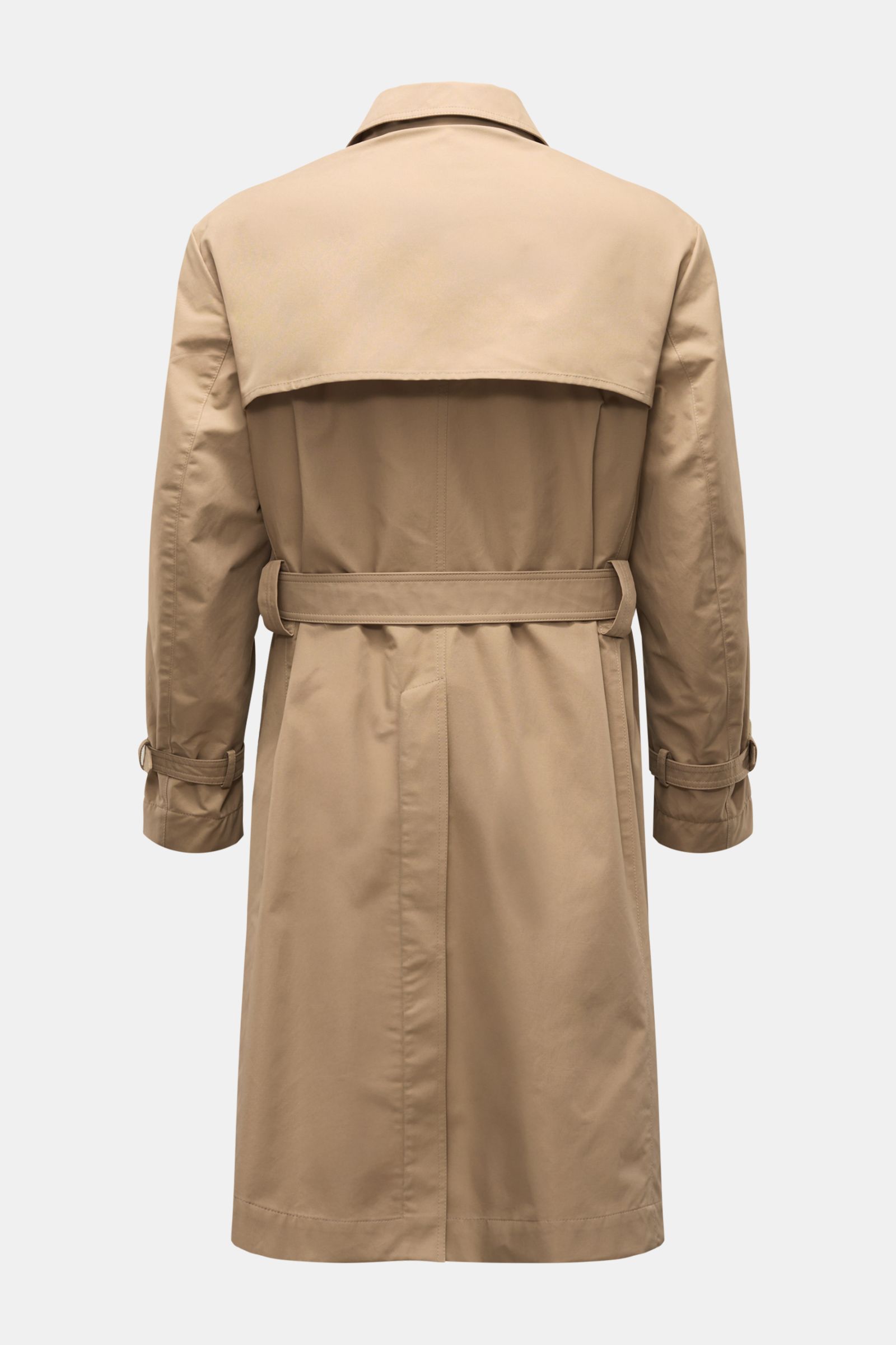 Rear view of Brunello Cucinelli Trenchcoat beige, water-repellent cotton and microfiber gabardine with belt and adjustable cuffs.

Wasserabweisend und atmungsaktiv: Ein innovativer Mix aus Baumwolle und Microfaser ist die Grundlage für diesen zeitlosen