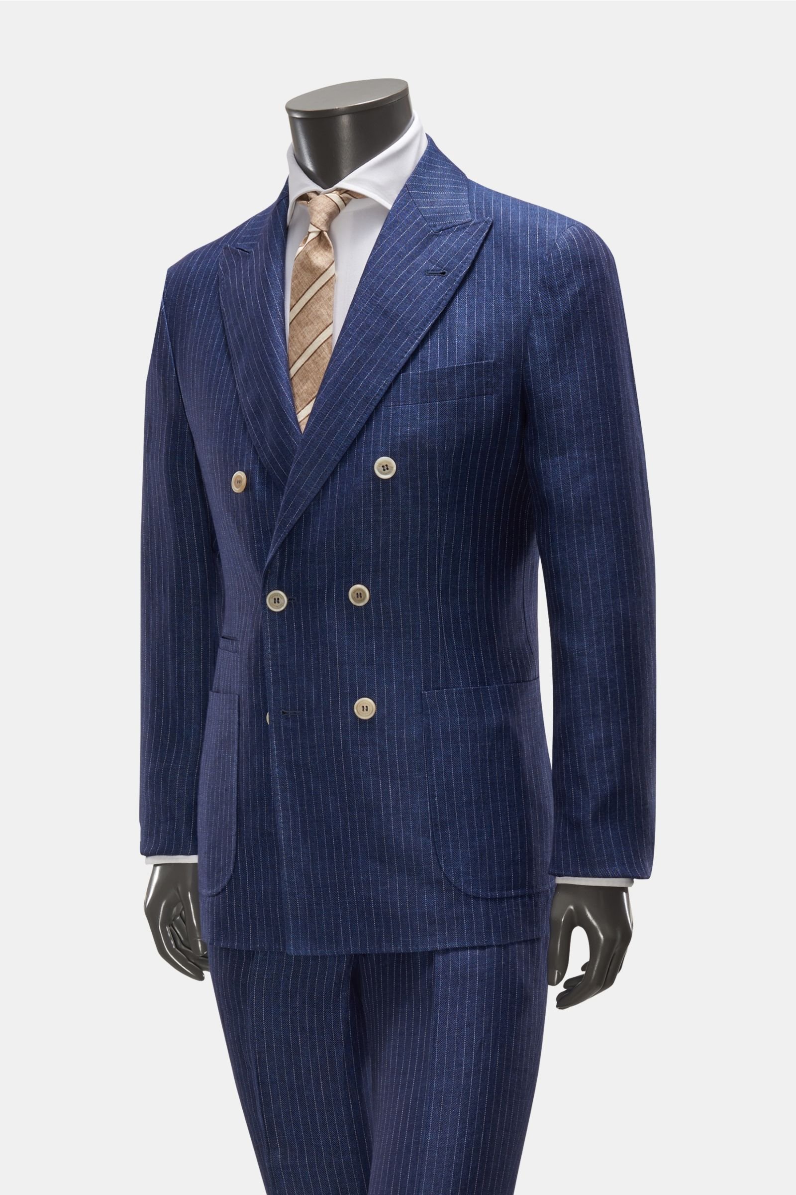 Linen suit dark blue striped