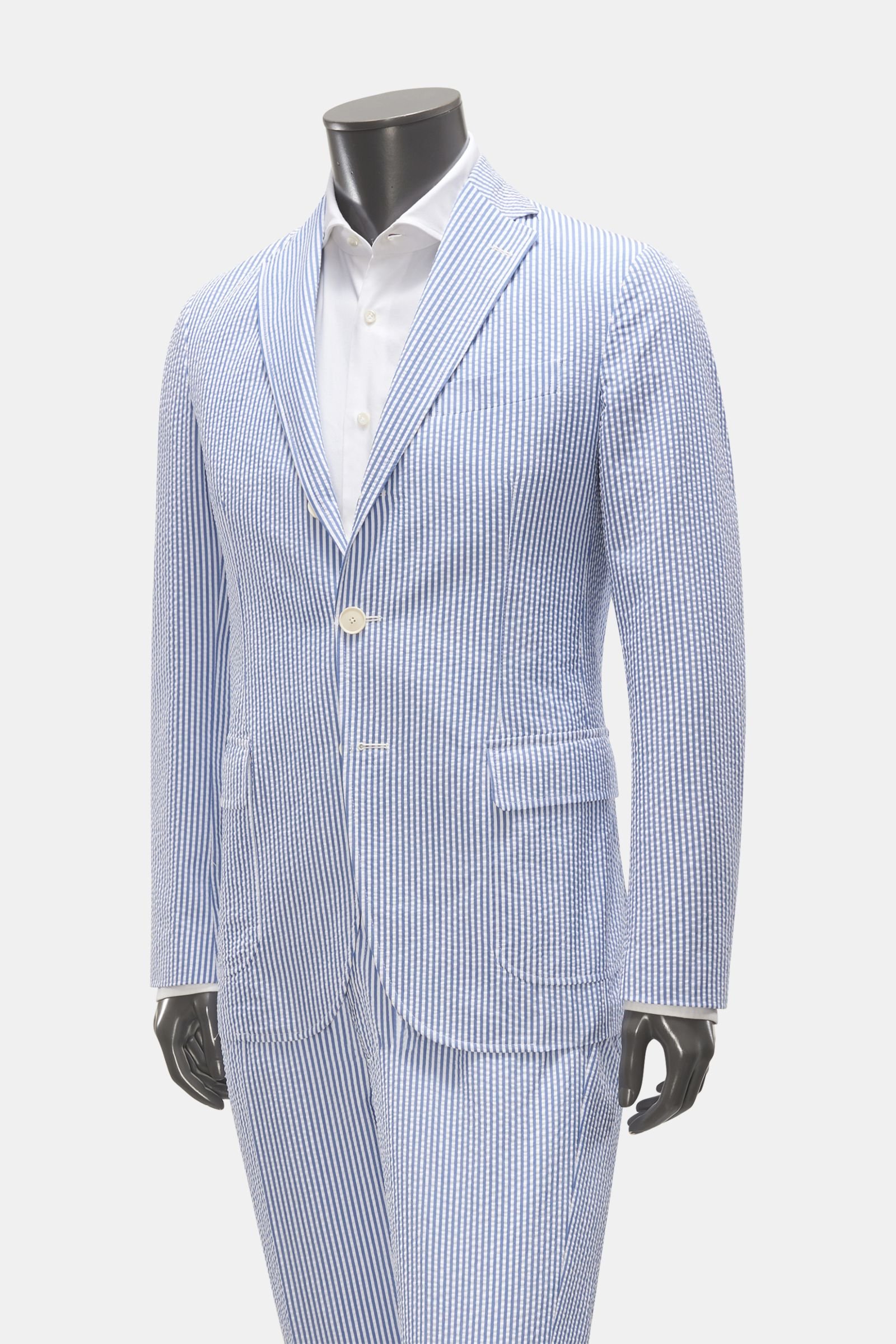 Seersucker-Anzug 'Aabibo' rauchblau/weiß gestreift