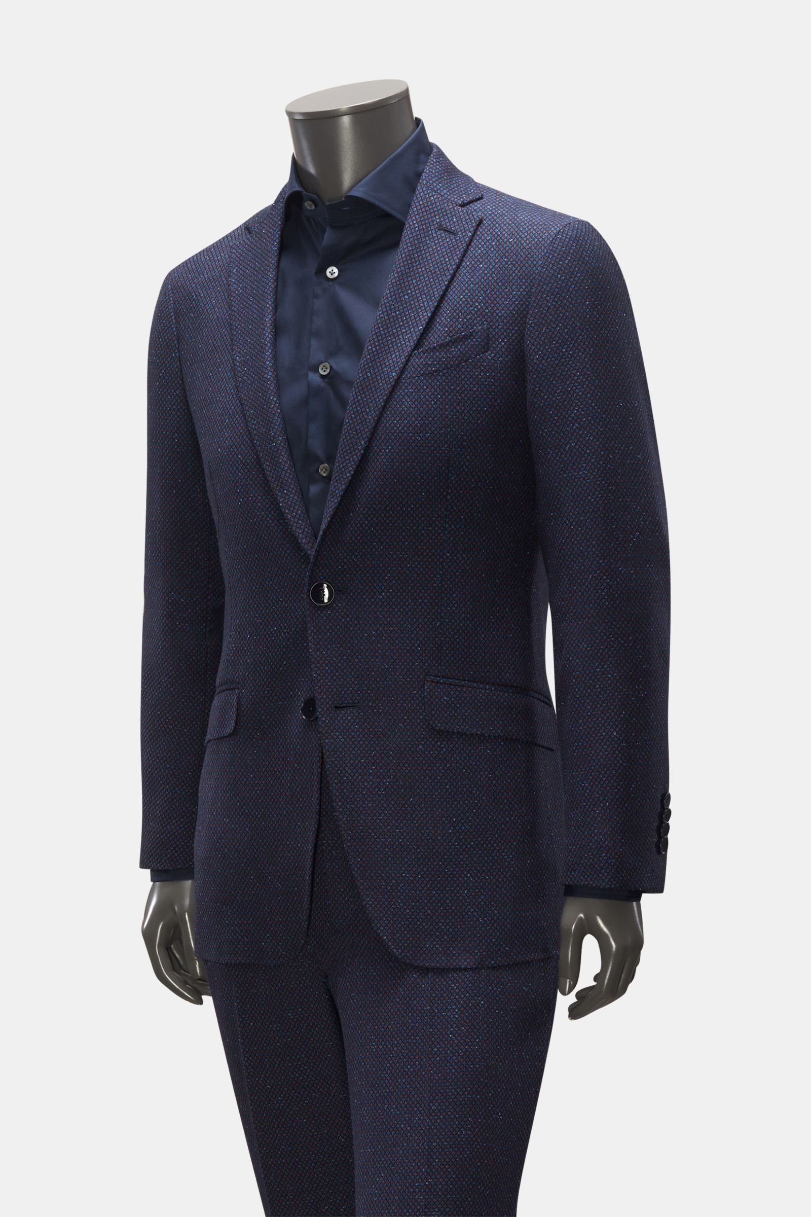 Suit navy/azure/red checked