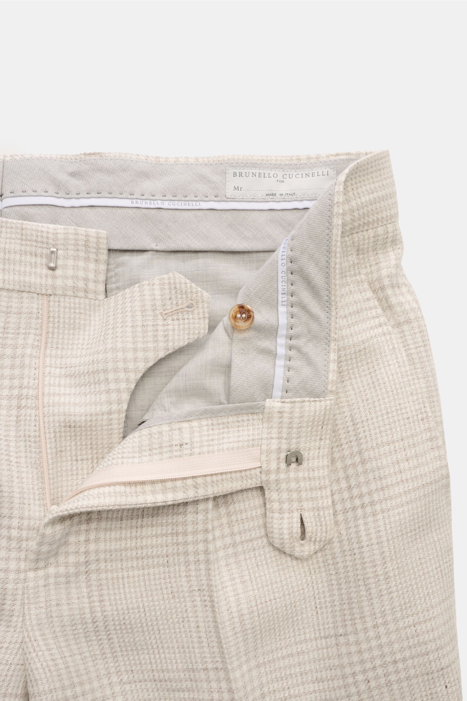 Brunello Cucinelli Anzug hellgrau/creme kariert