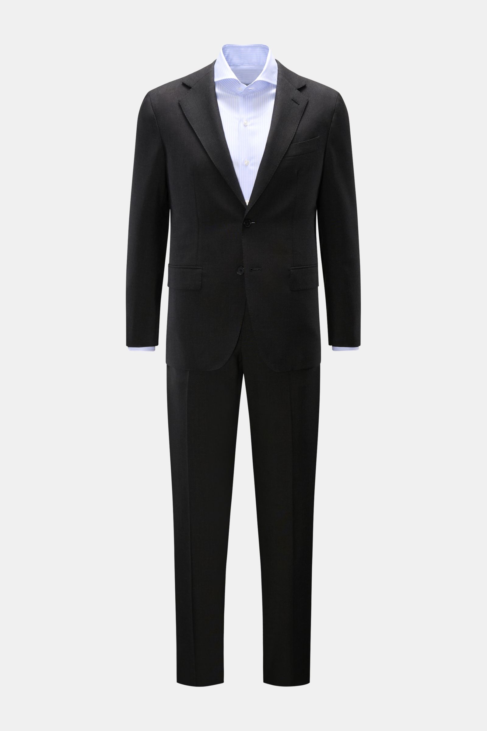 Caruso Anzug 'Aida' anthrazit aus reiner Wolle, Slim Fit, frontale Aufnahme mit tailliertem Sakko und Hose, klassisch elegant.