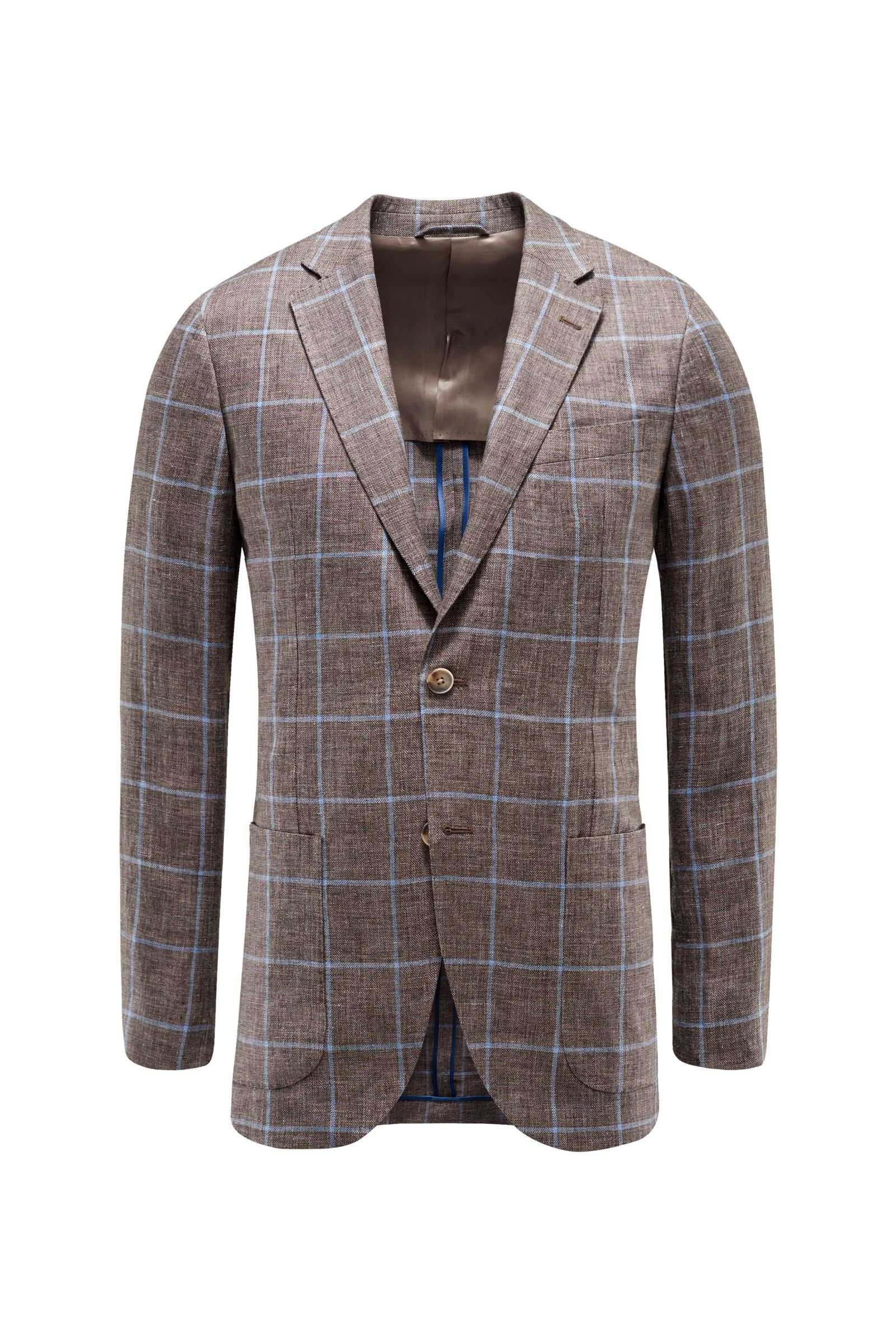 Smart-casual linen jacket grey-brown checked