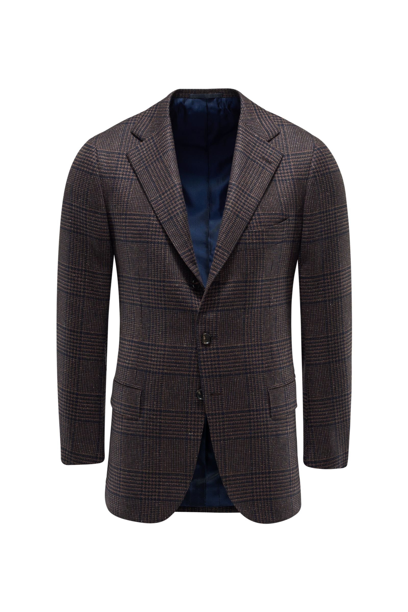 Cashmere smart-casual jacket brown/navy checked