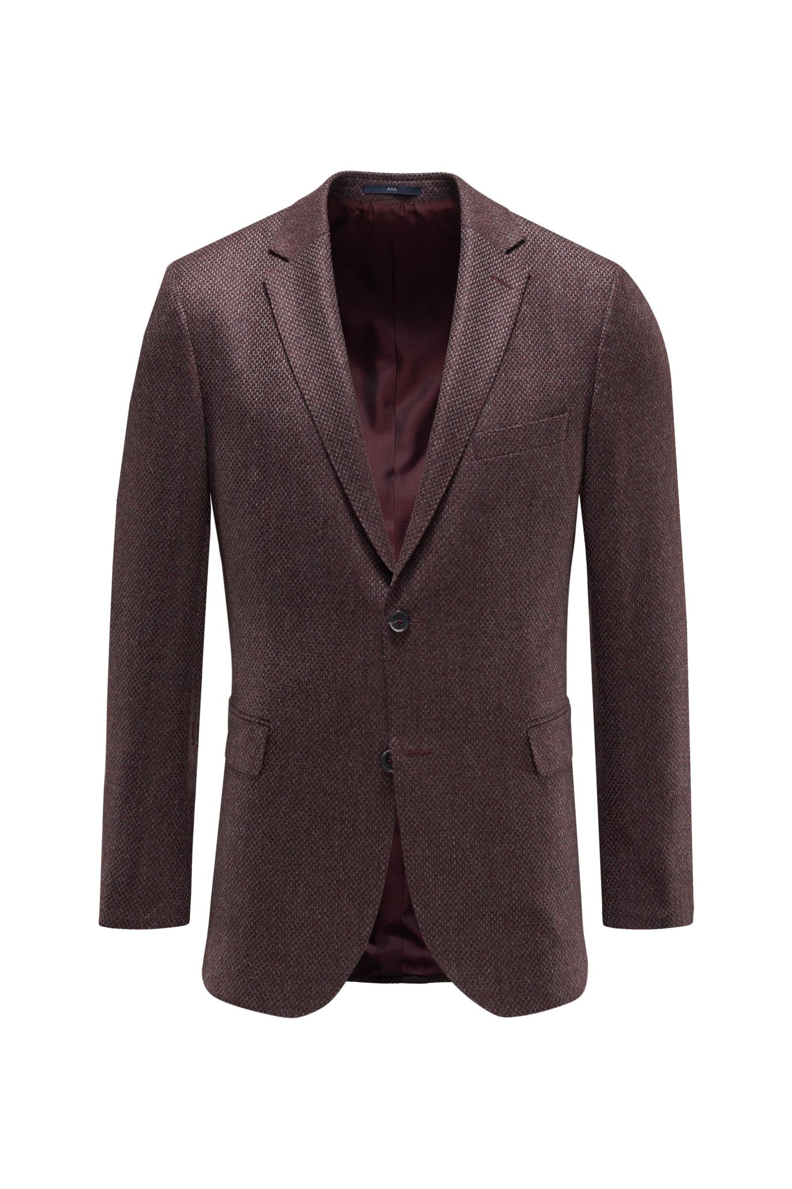 Cashmere smart-casual jacket burgundy patterned