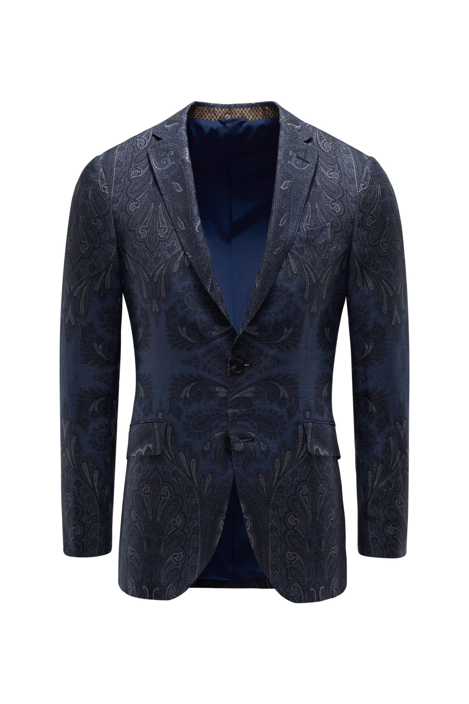 Linen smart-casual jacket navy patterned