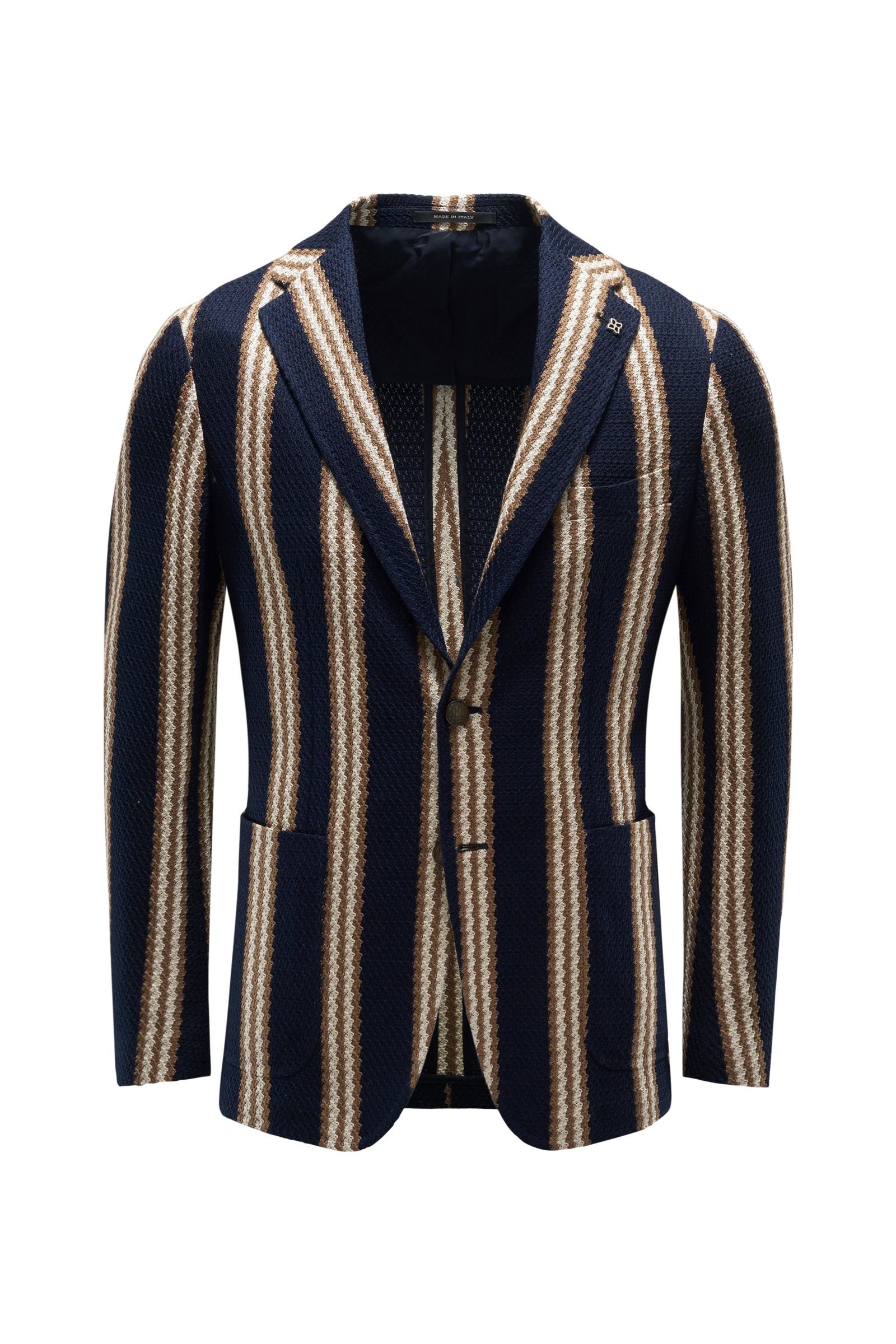 Smart-casual jacket navy/light brown striped