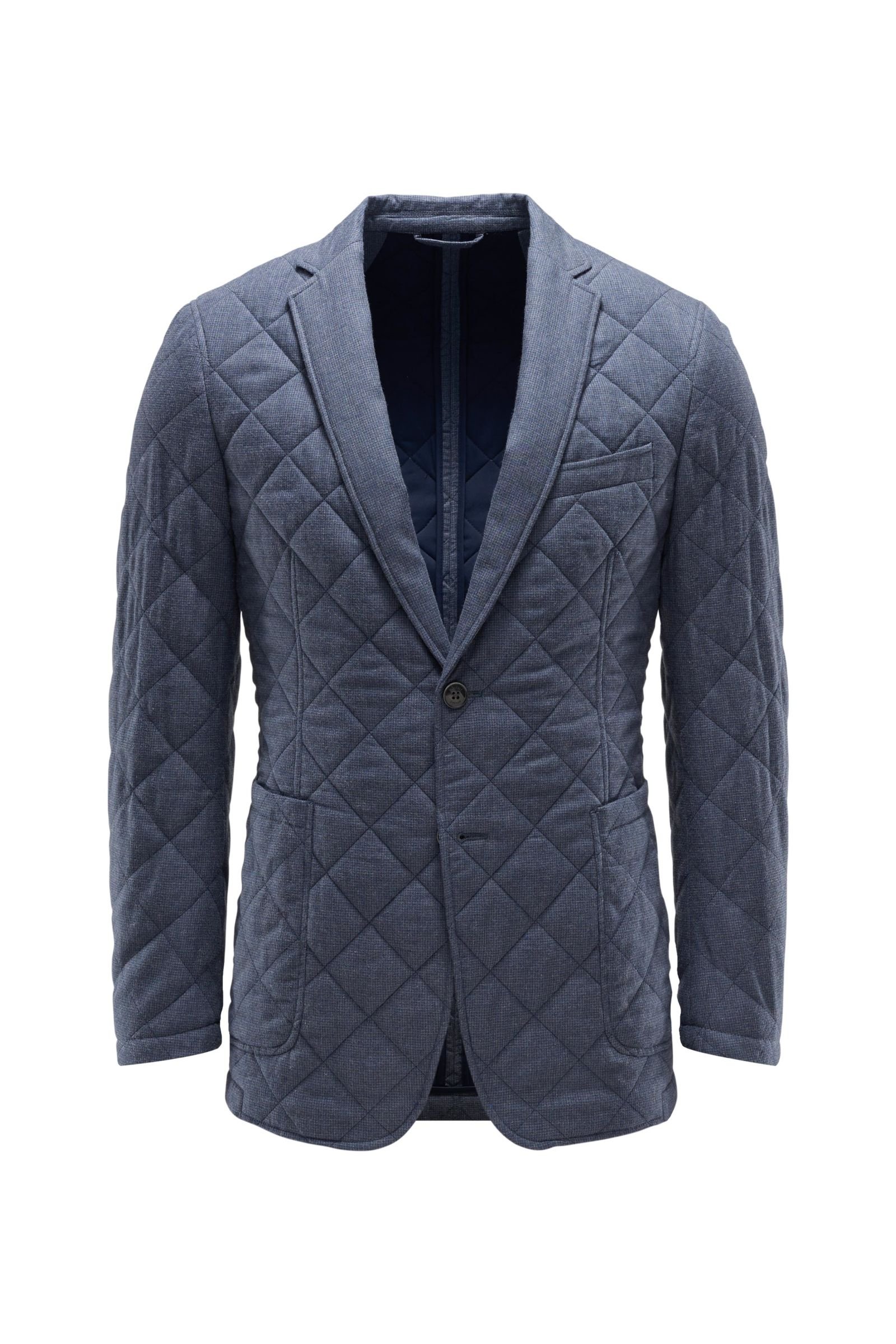 Quilted smart-casual jacket grey-blue checked