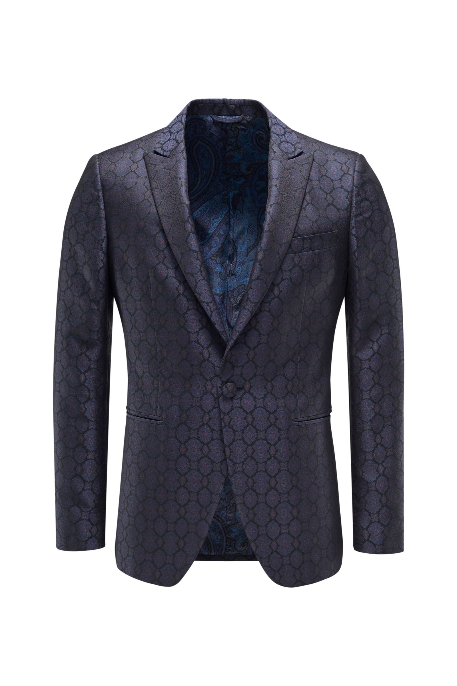 Tuxedo smart-casual jacket dark blue patterned