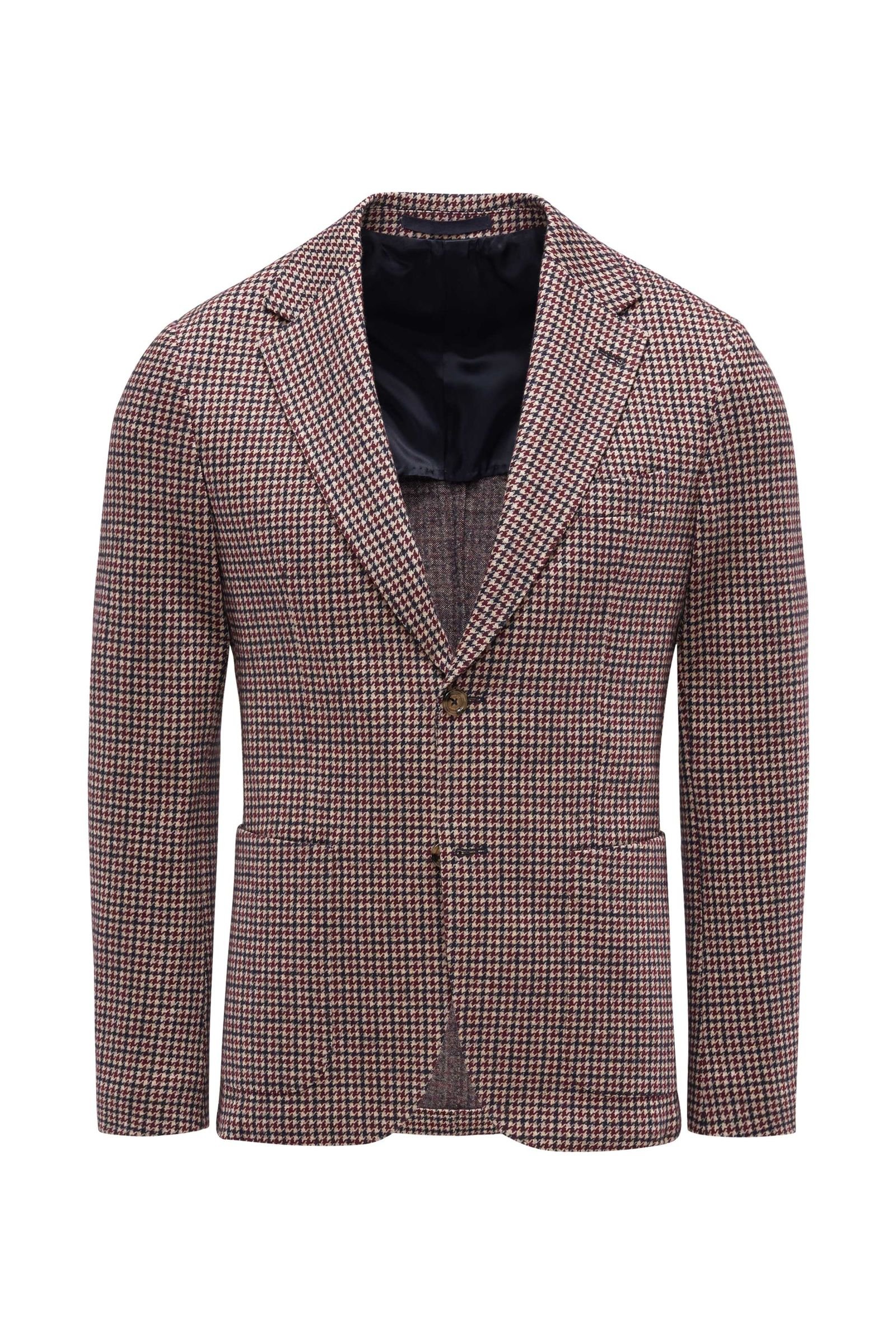 Jersey smart-casual jacket 'Athletic Fit' beige/burgundy checked