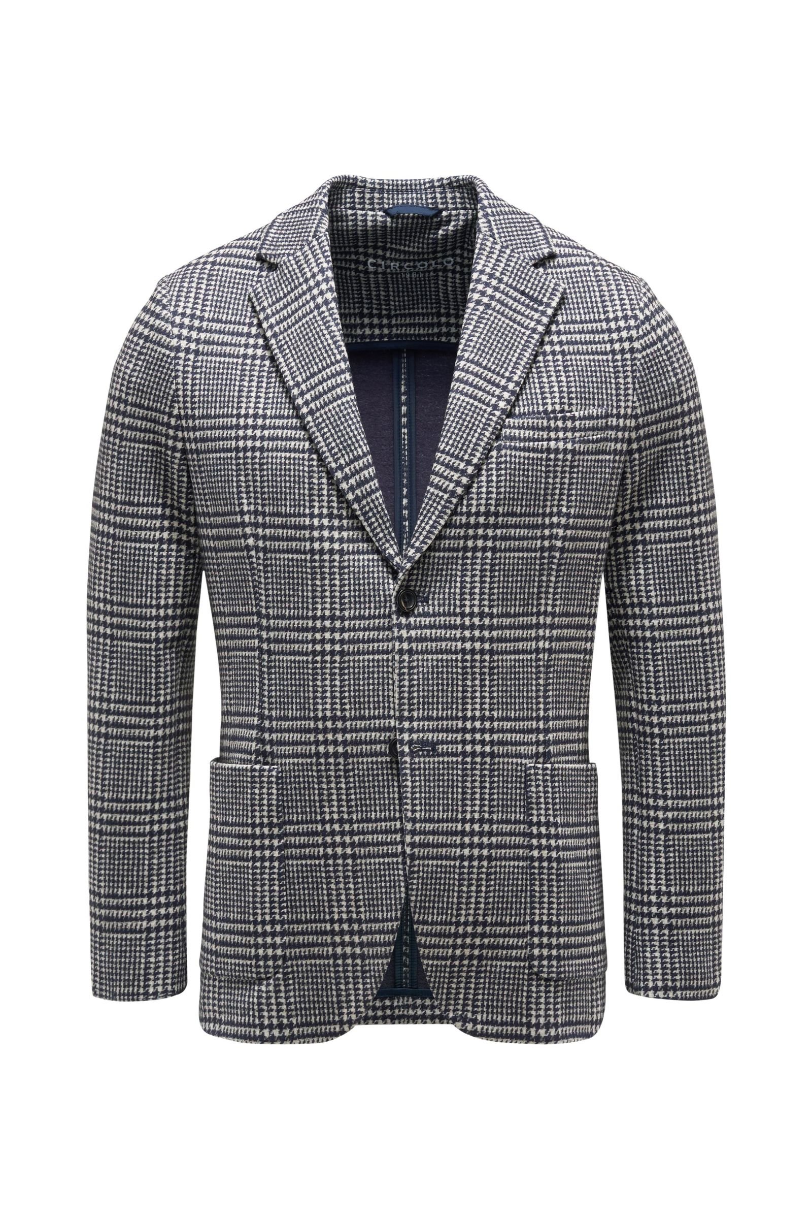 Jersey smart-casual jacket navy/off-white checked
