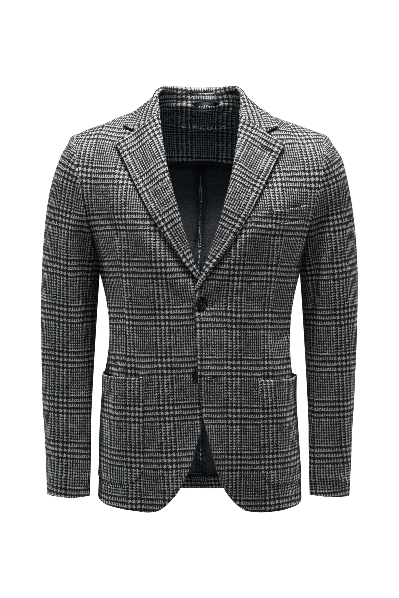 Jersey smart-casual jacket 'Giacca' black/off-white checked