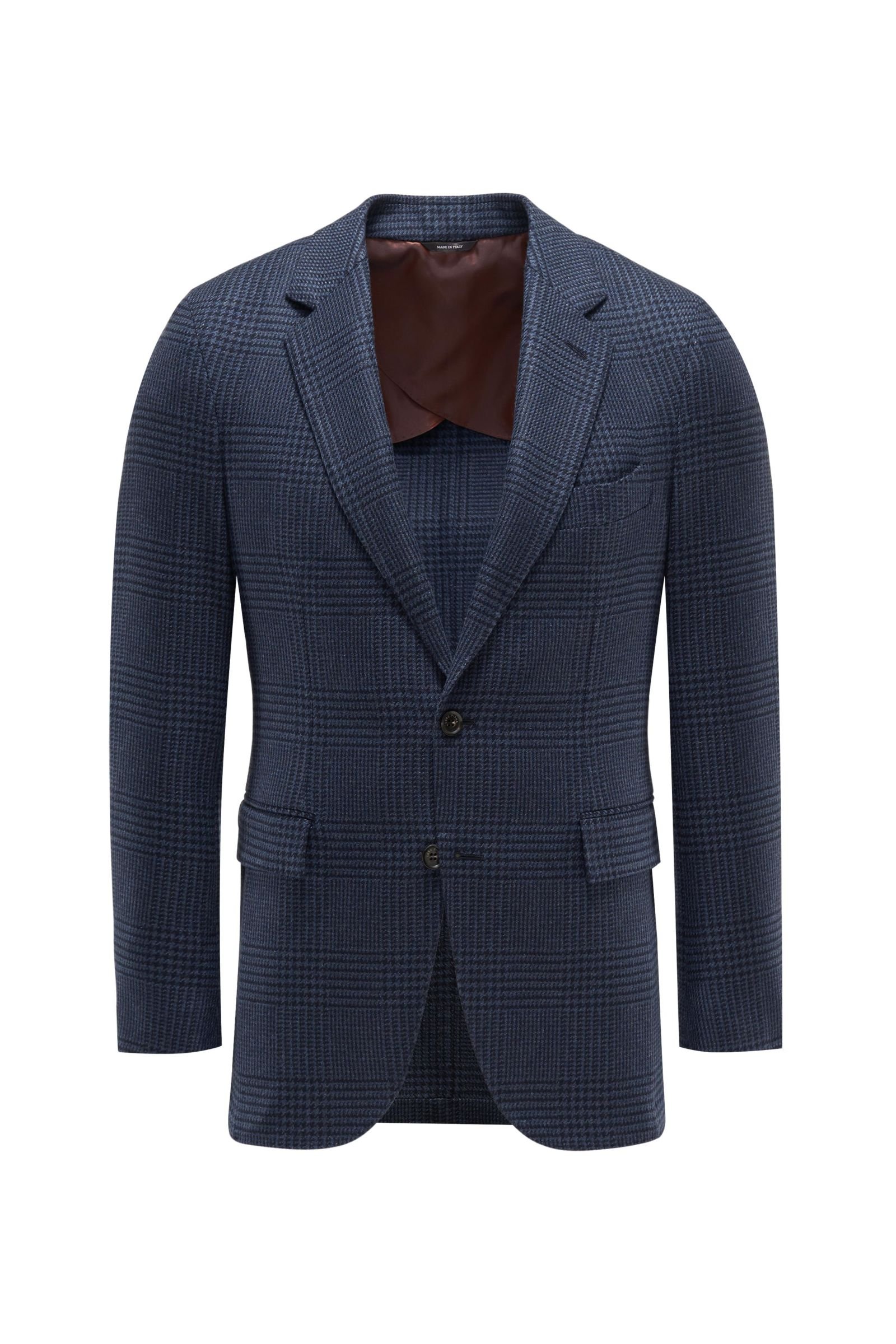 Baby cashmere smart-casual jacket 'Andorra' grey-blue/black checked