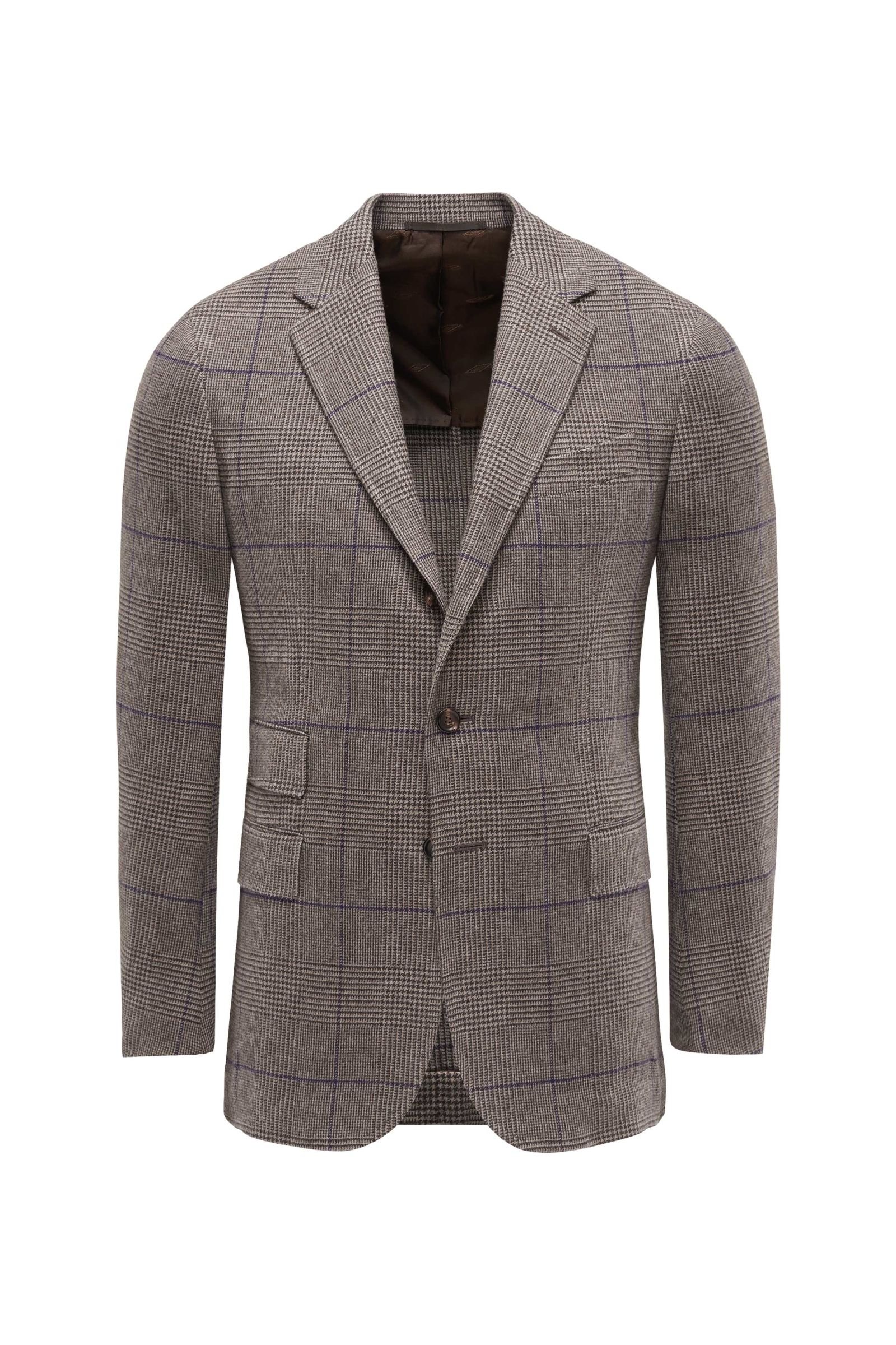Cashmere smart-casual jacket 'Vincenzo' grey-brown checked