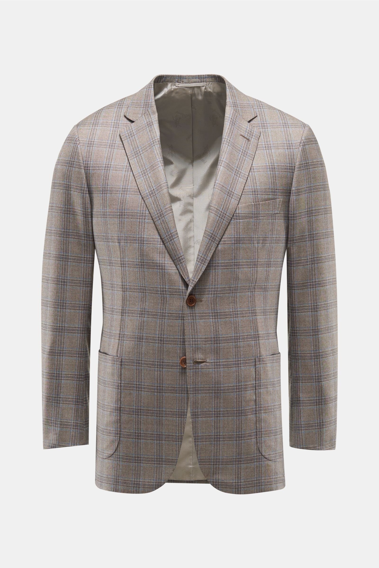 Smart-casual jacket 'Brunico' grey-brown/blue checked