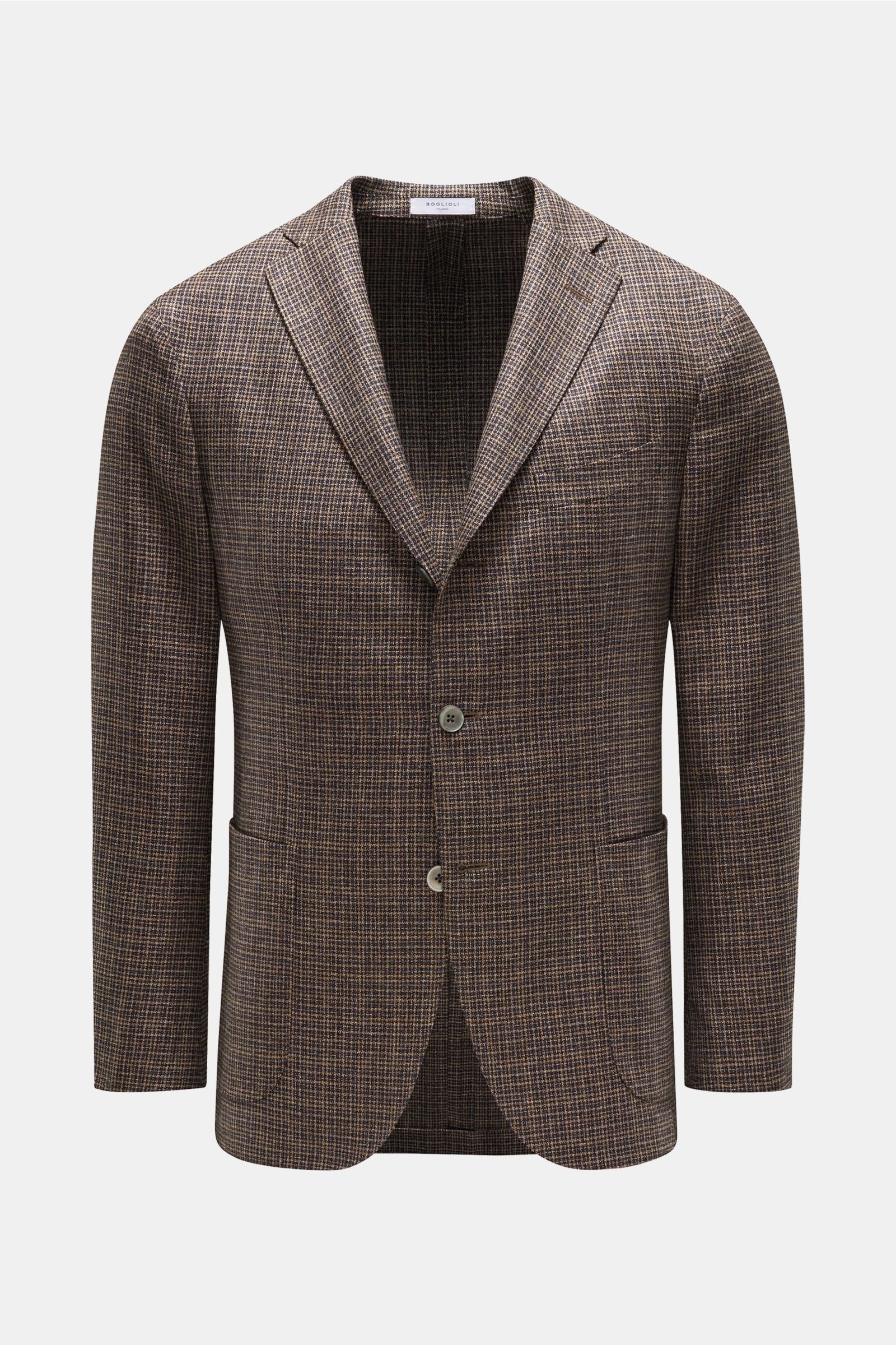 Smart-casual jacket light brown/navy checked