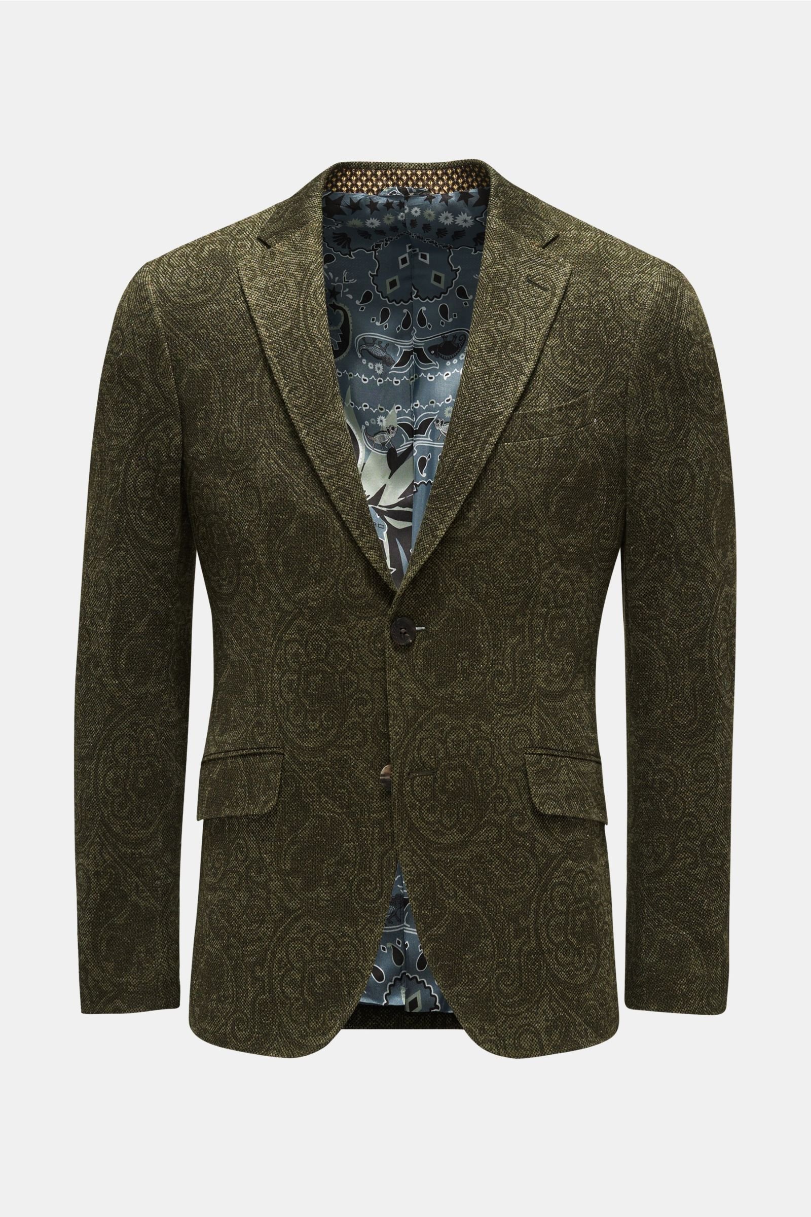 Smart-casual jacket olive patterned