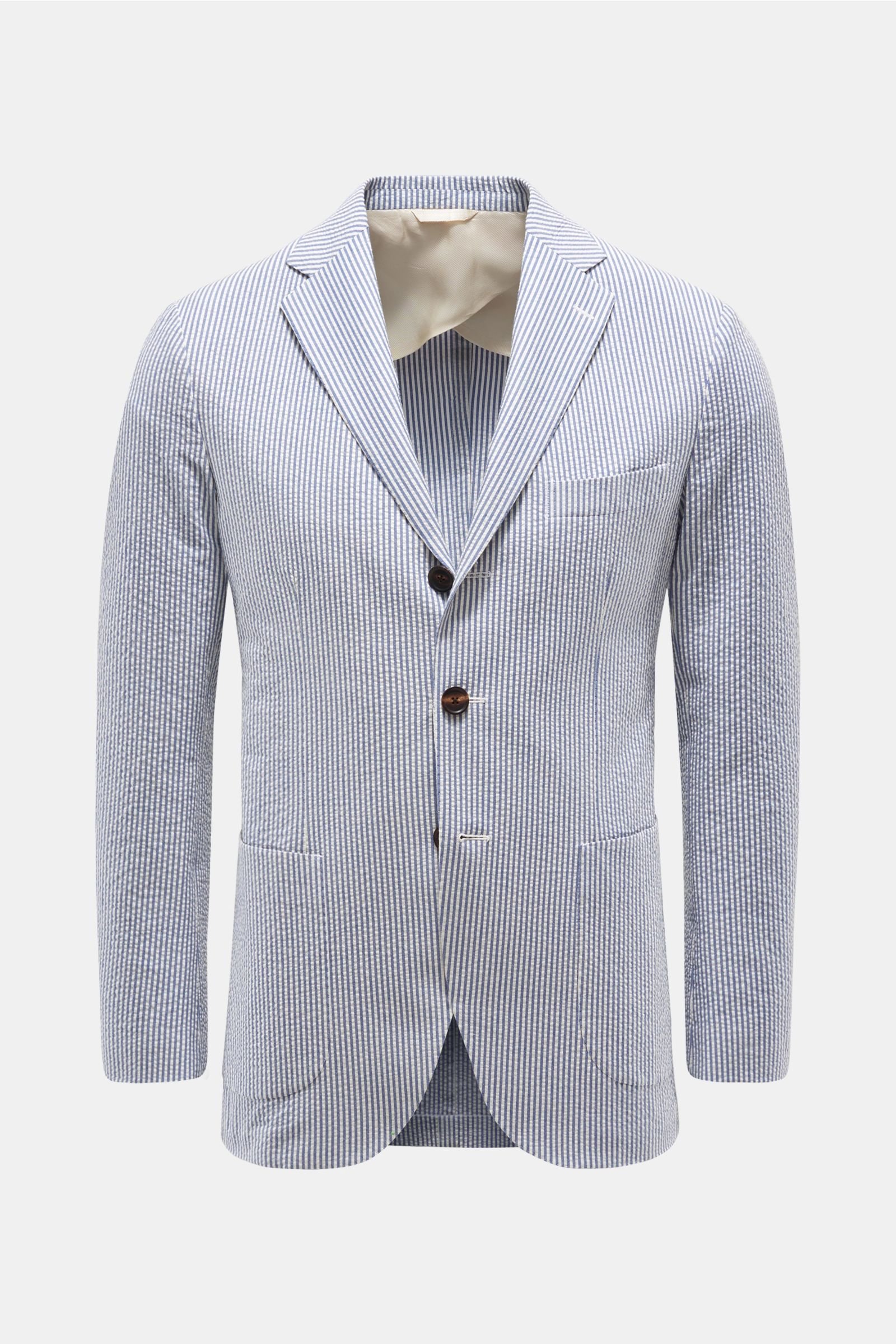 Seersucker smart-casual jacket 'Aanzio' grey-blue/white striped