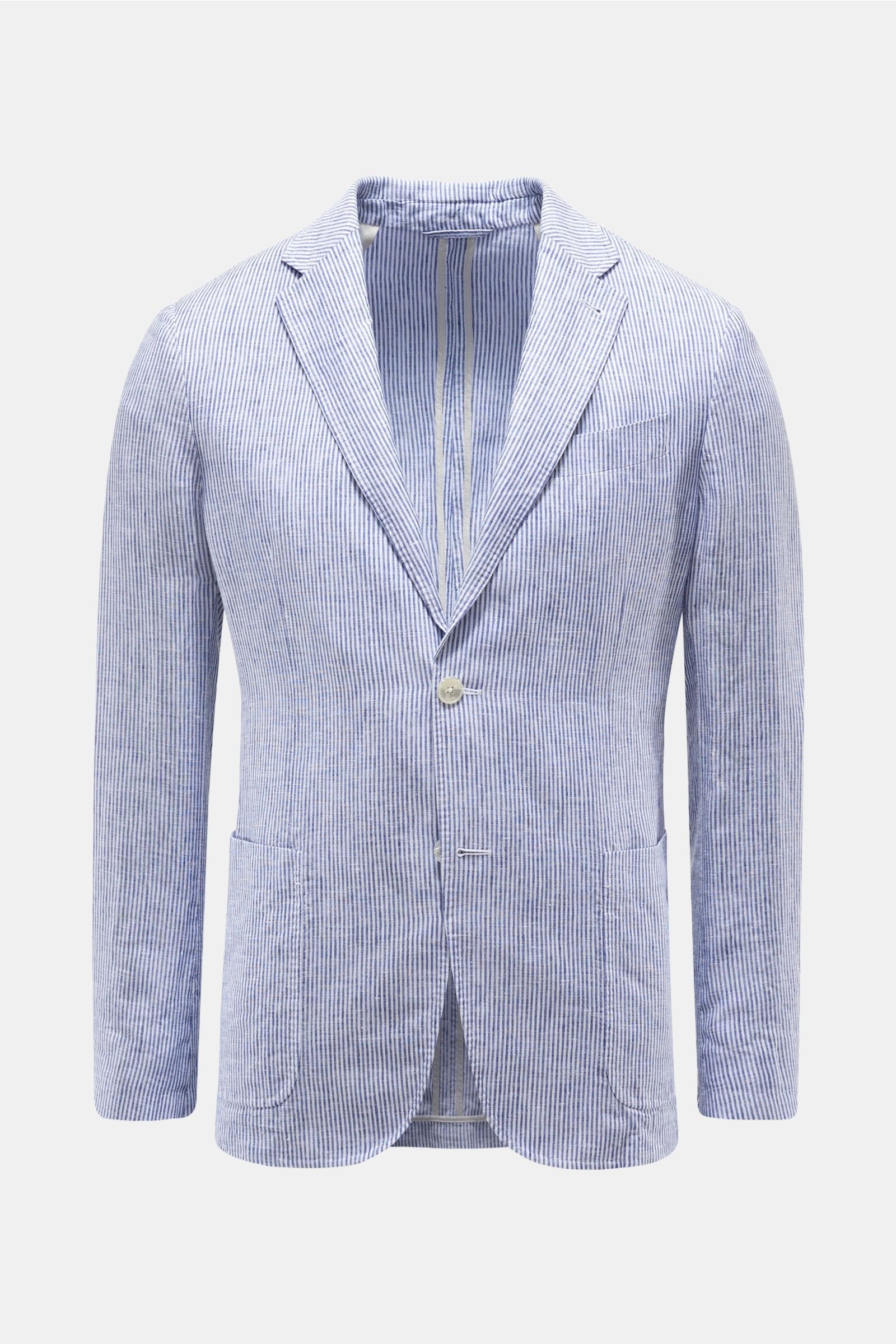 Linen smart-casual jacket grey-blue/white striped