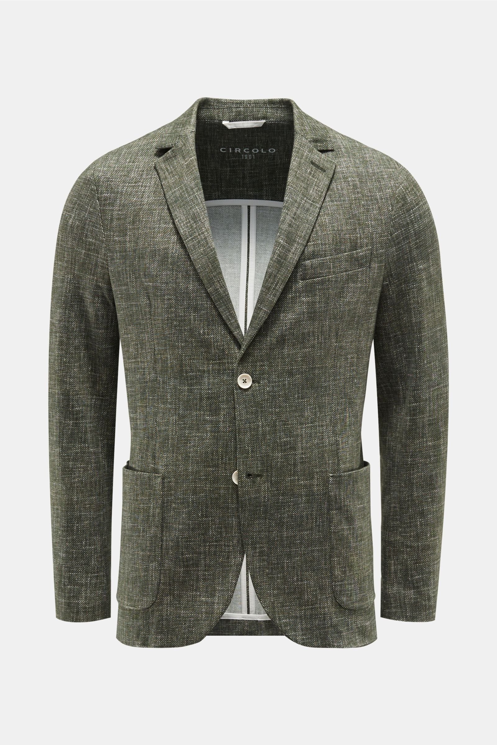 Jersey smart-casual jacket olive patterned