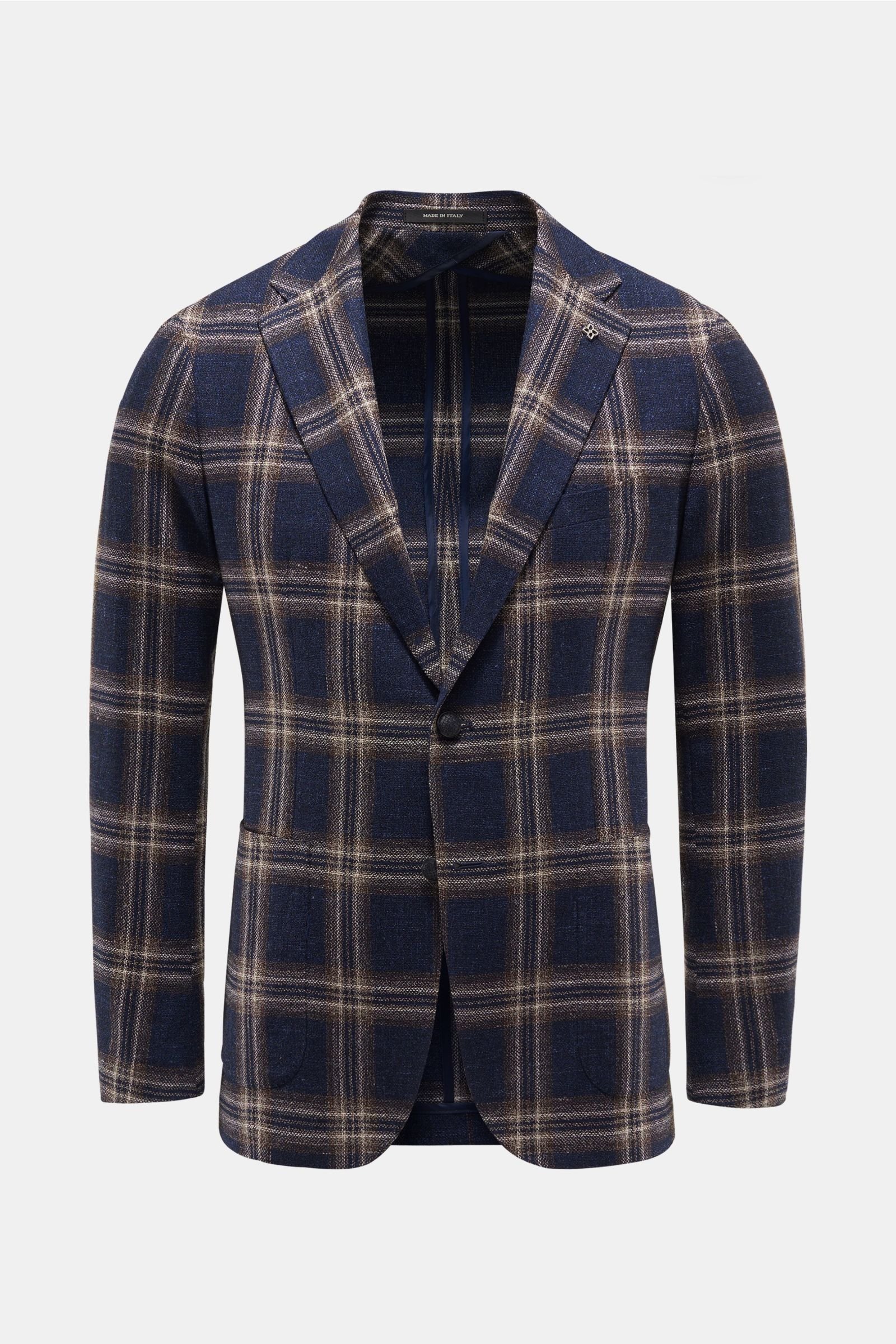 Smart-casual jacket navy/light brown checked