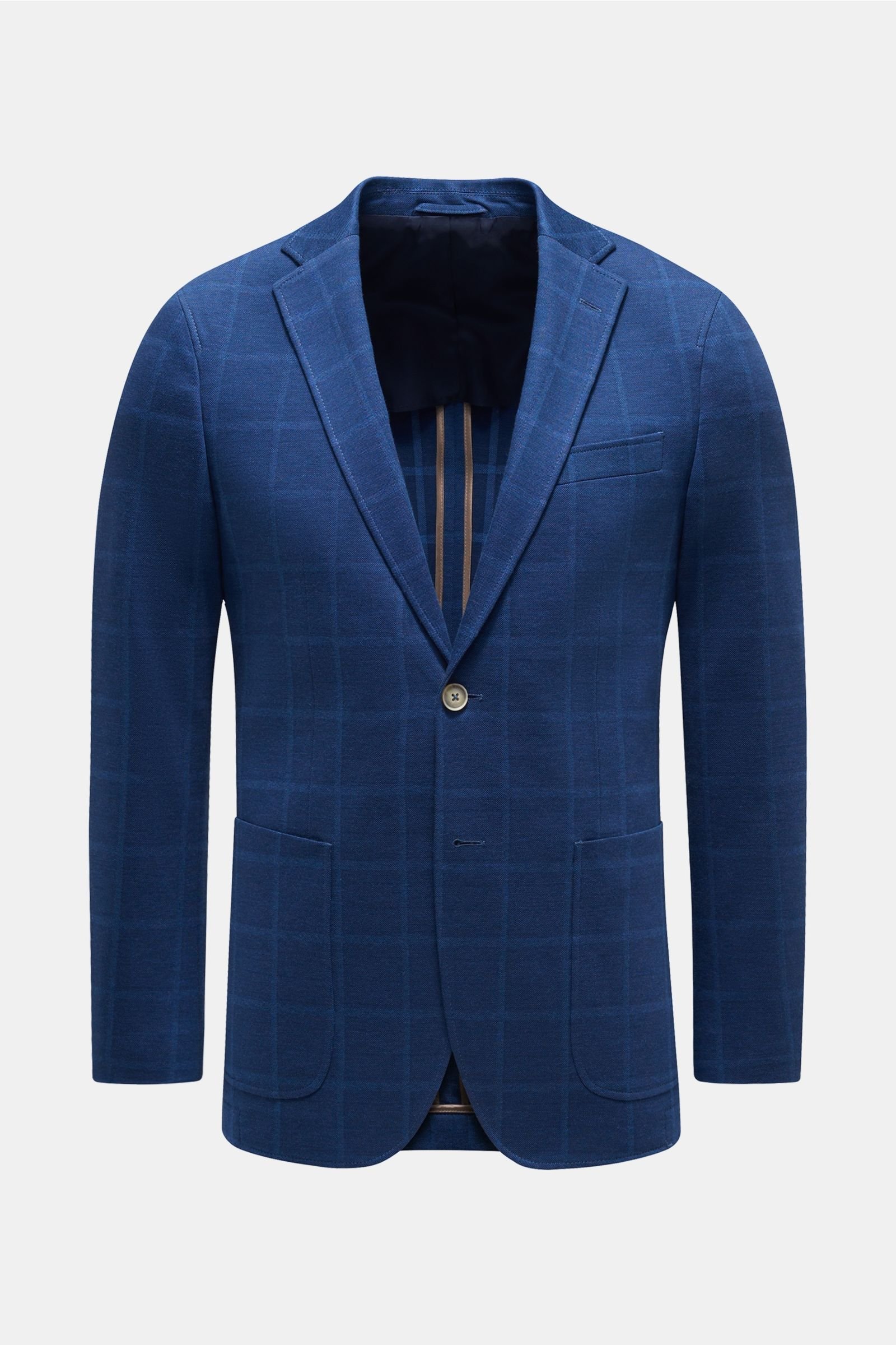 Jersey smart-casual jacket dark blue checked
